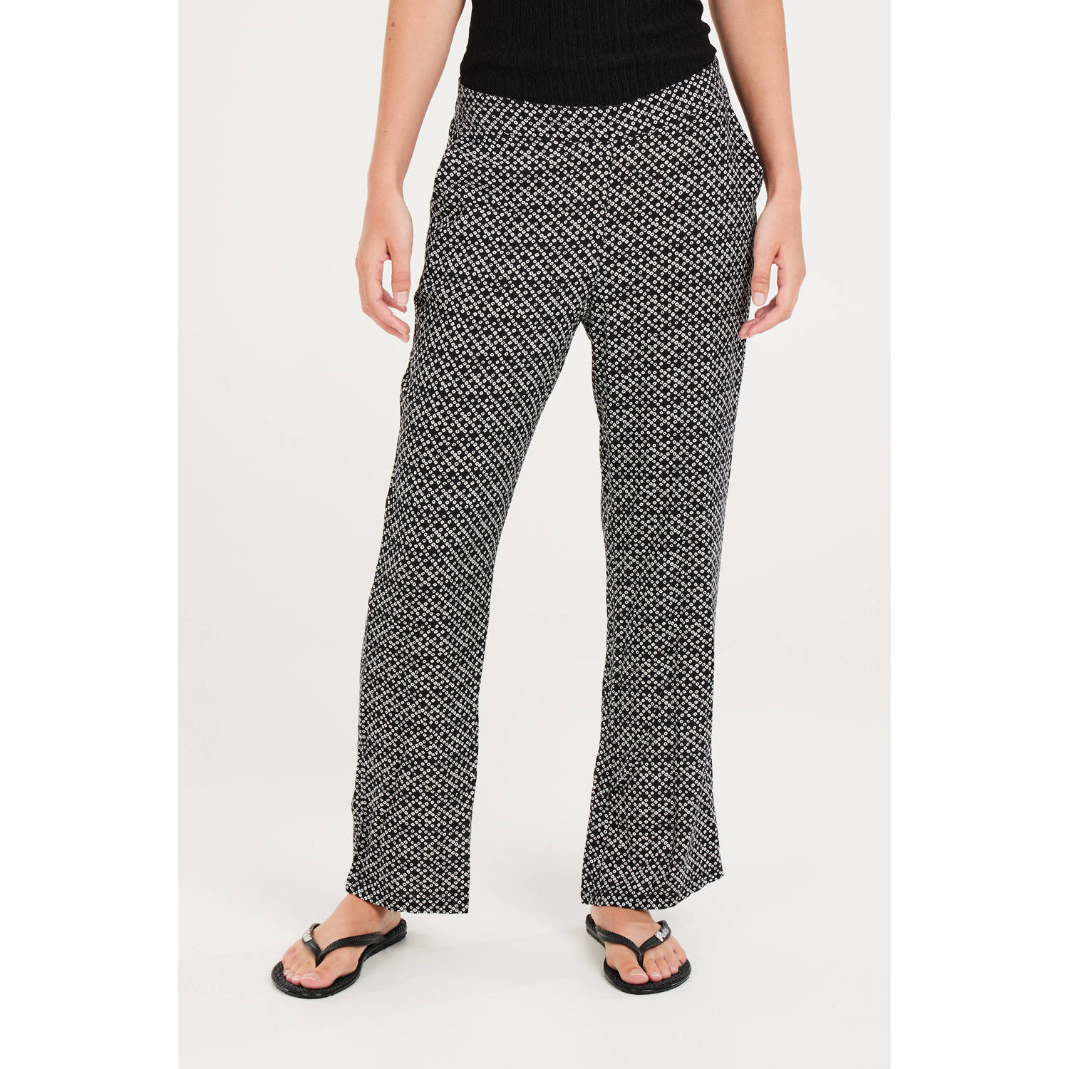 Protest straight fit pantalon met all over print zwart wit