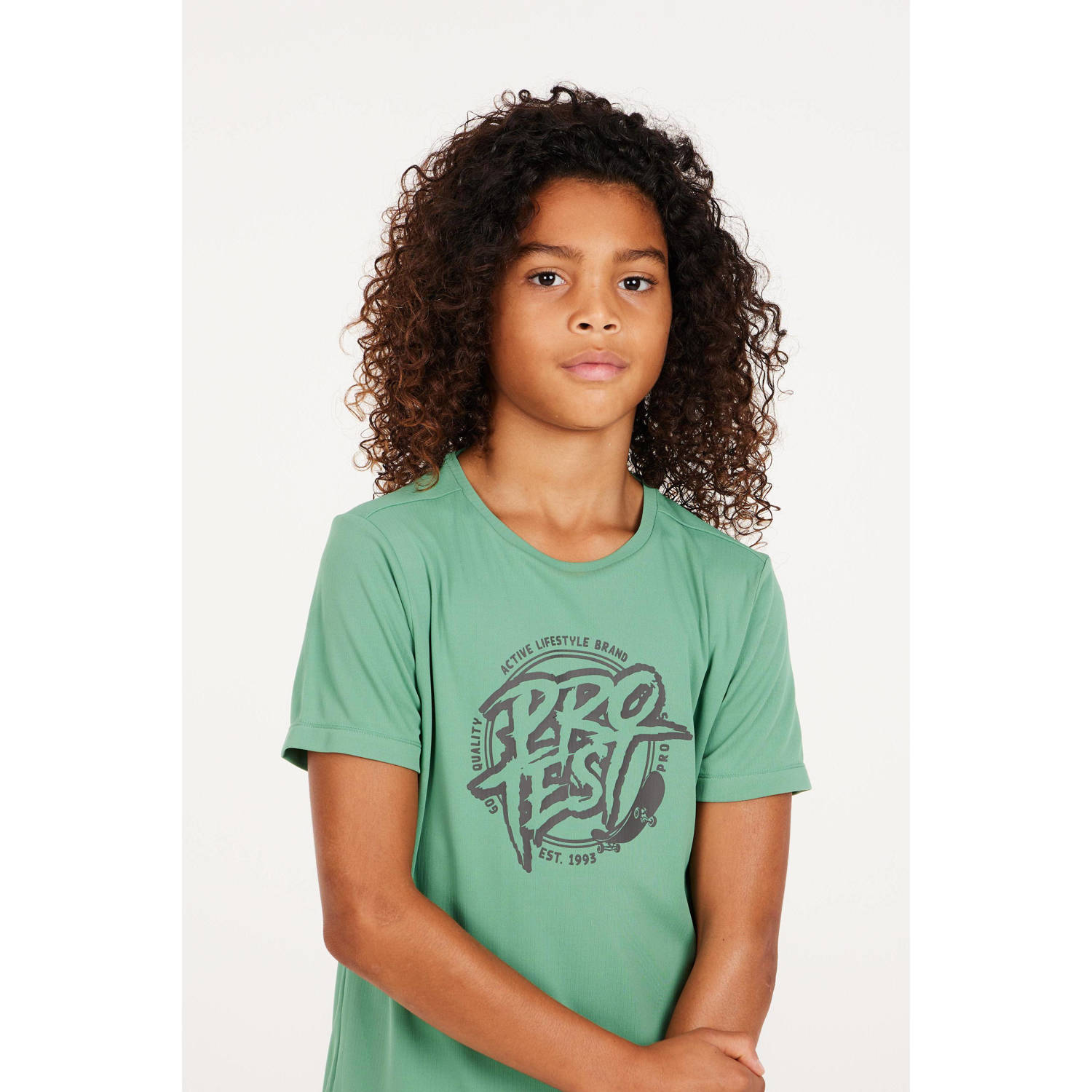 Protest UV T-shirt PRTISLAND JR groen UV shirt Jongens Polyester Ronde hals 104