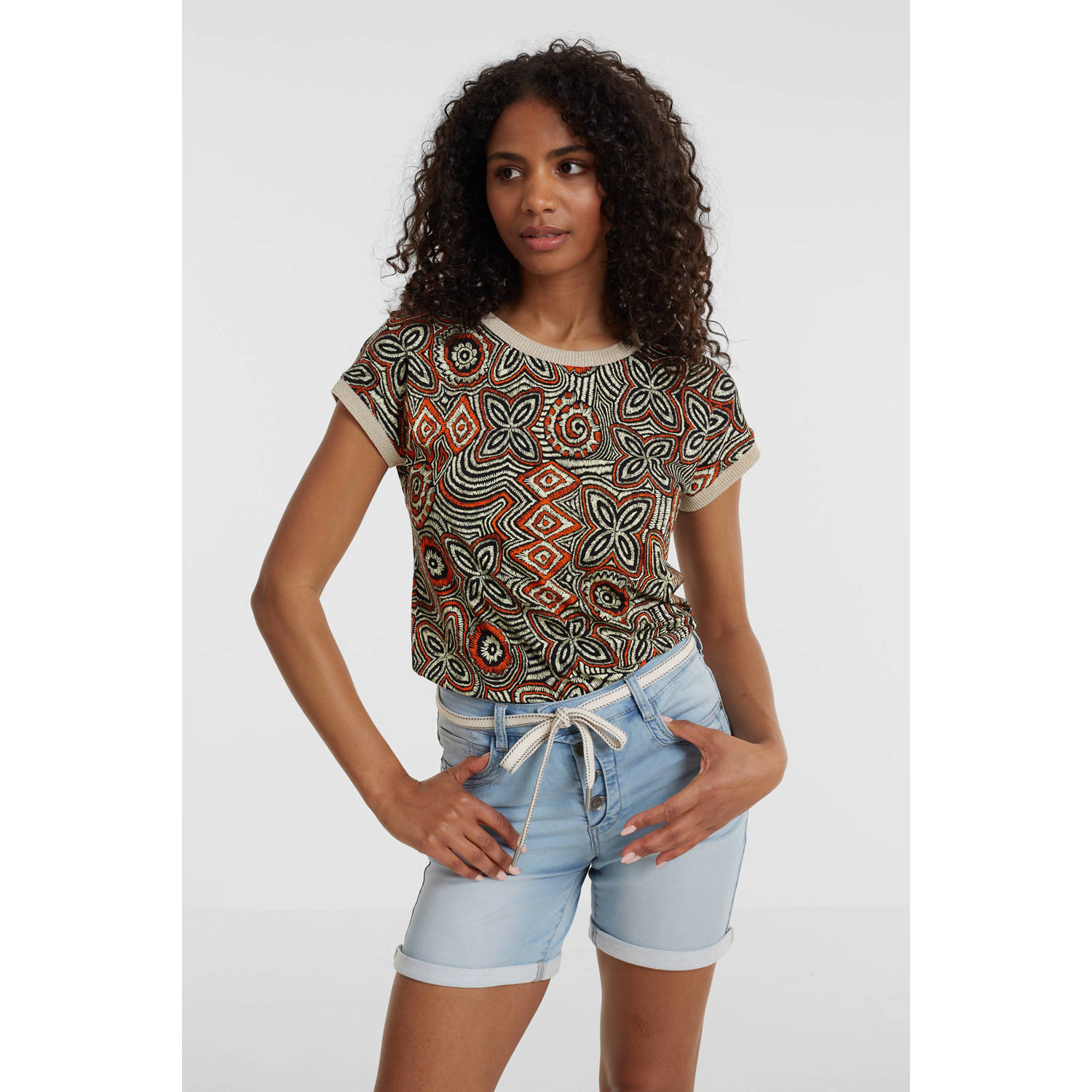 Geisha T-shirt met all over print