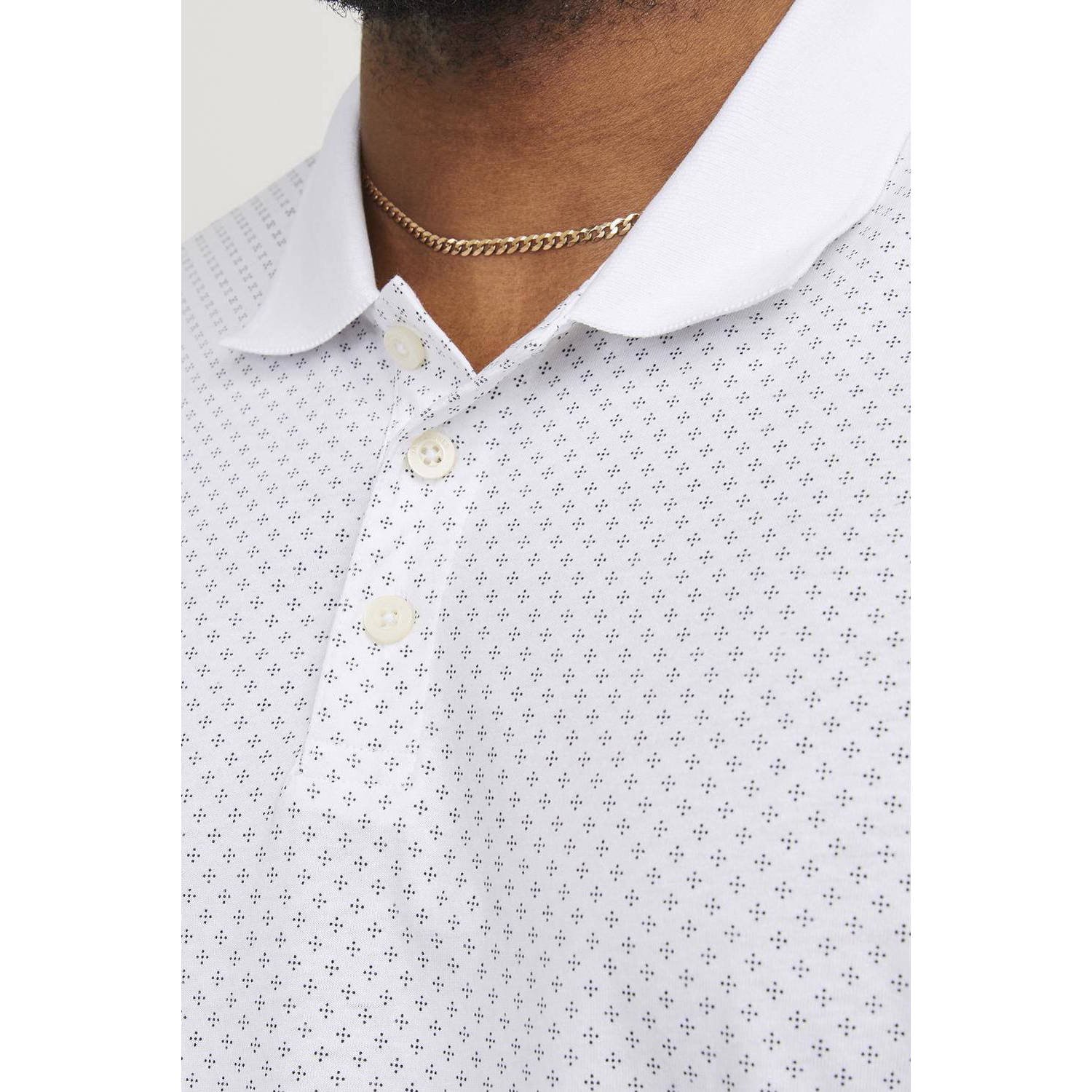 JACK & JONES PLUS SIZE polo JJLUIS Plus Size met all over print white