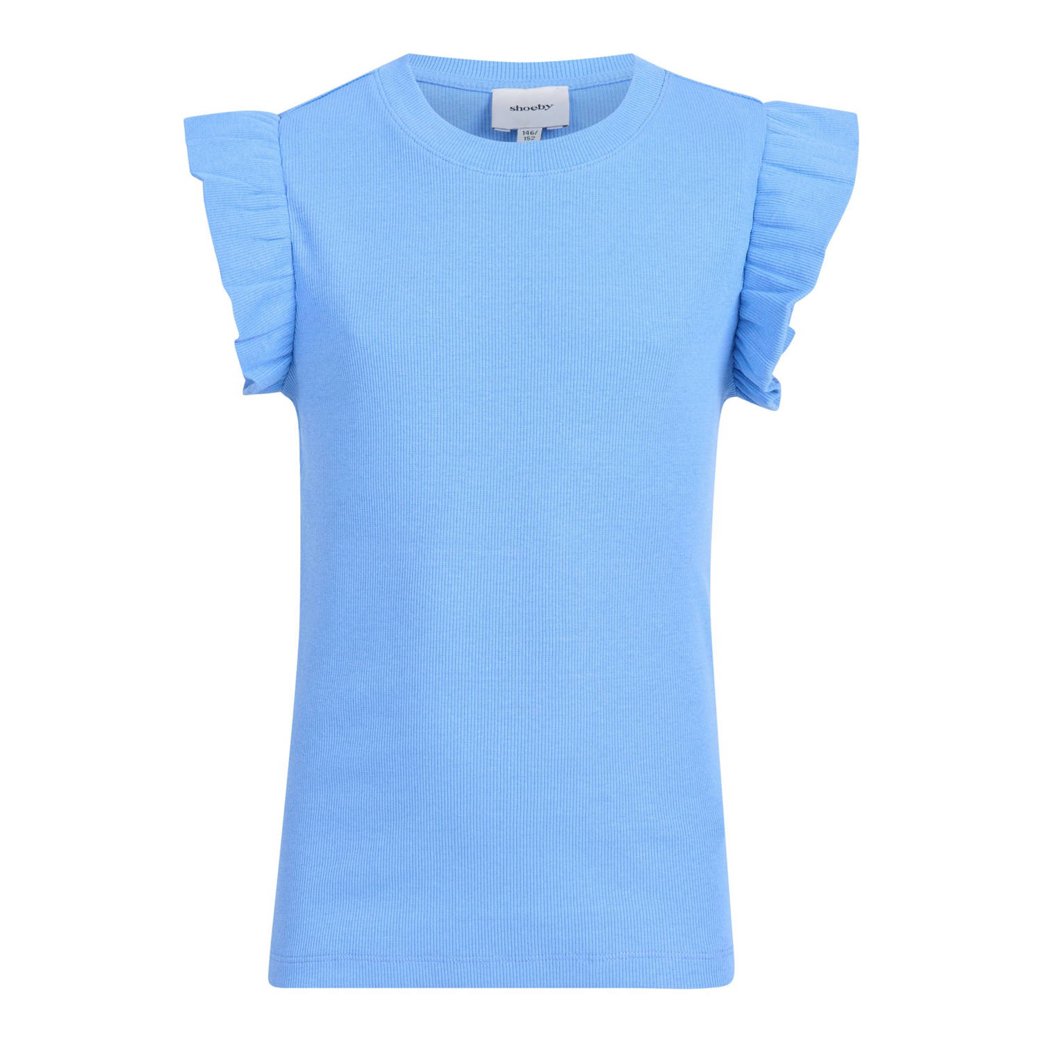 Shoeby T-shirt blauw Meisjes Katoen Ronde hals Effen 134 140