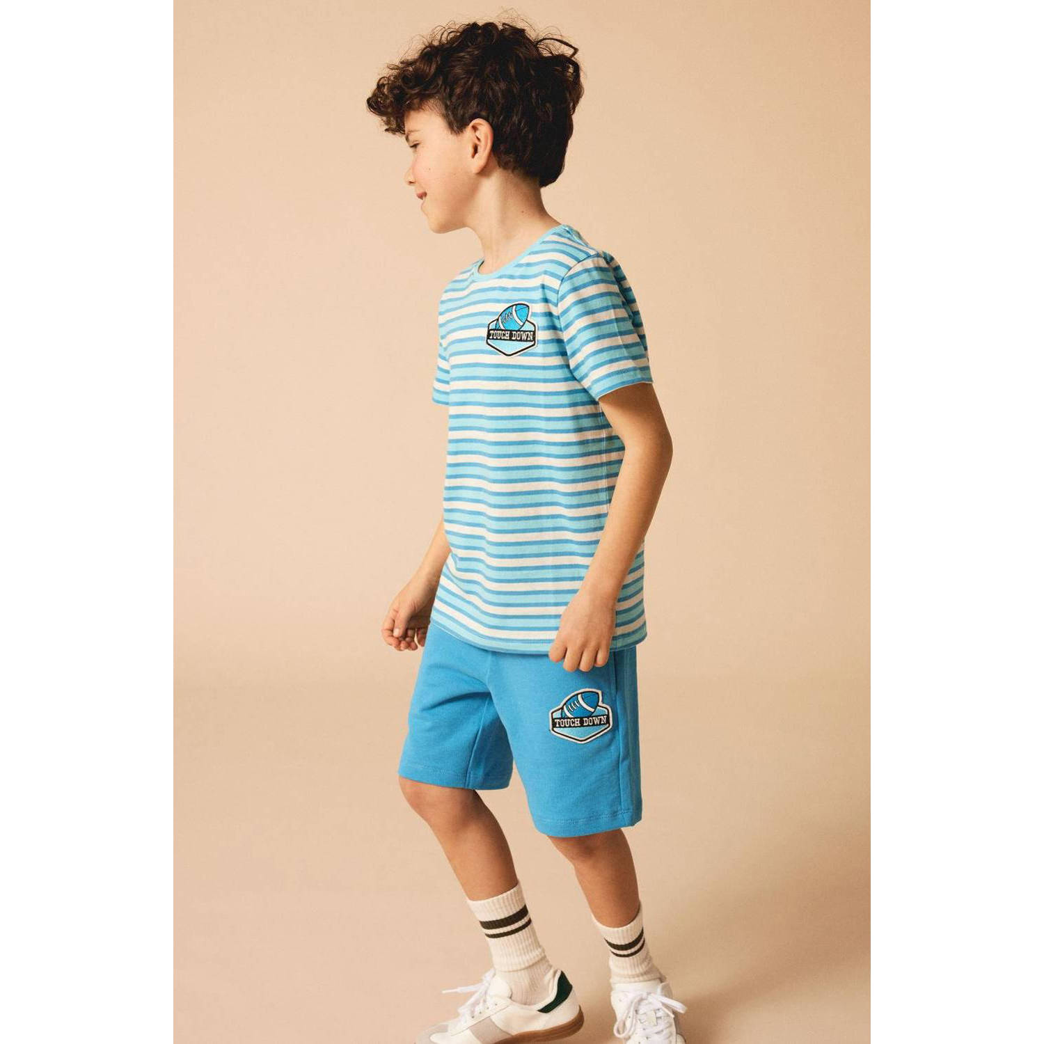 NAME IT KIDS sweatshort NKMDALOVAN met printopdruk blauw