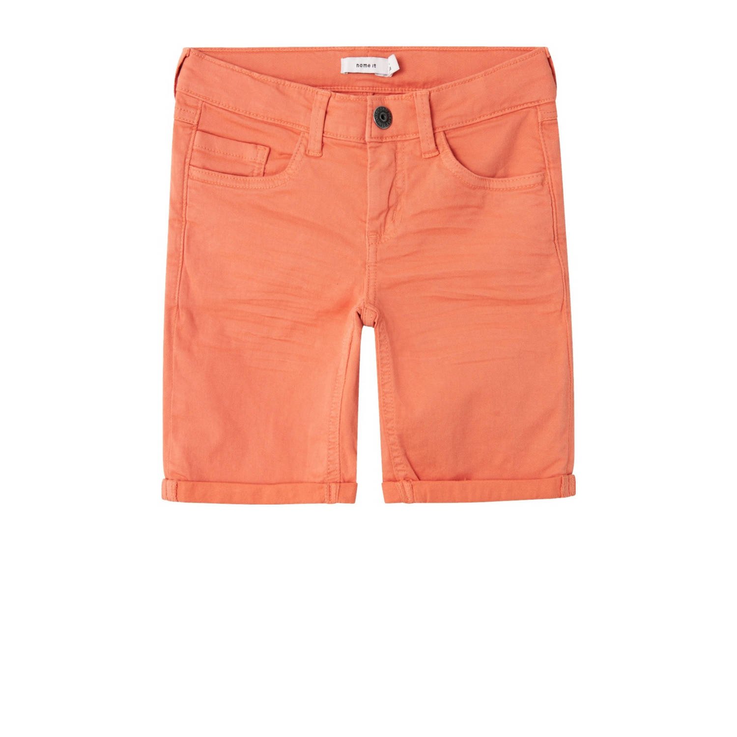 Name it KIDS regular fit bermuda NKMSILAS ISAK warm perzik Korte broek Oranje Jongens Stretchkatoen 134