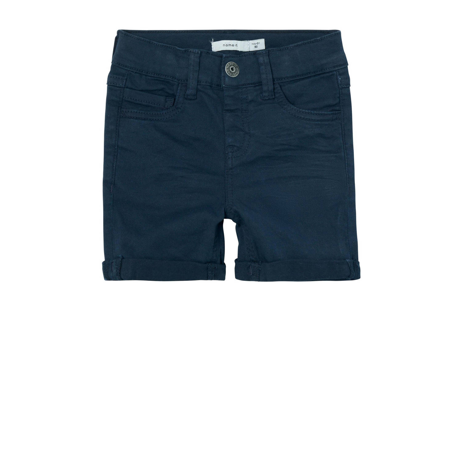 Name it MINI regular fit casual short NMMSILAS donkerblauw Korte broek Jongens Stretchkatoen 110