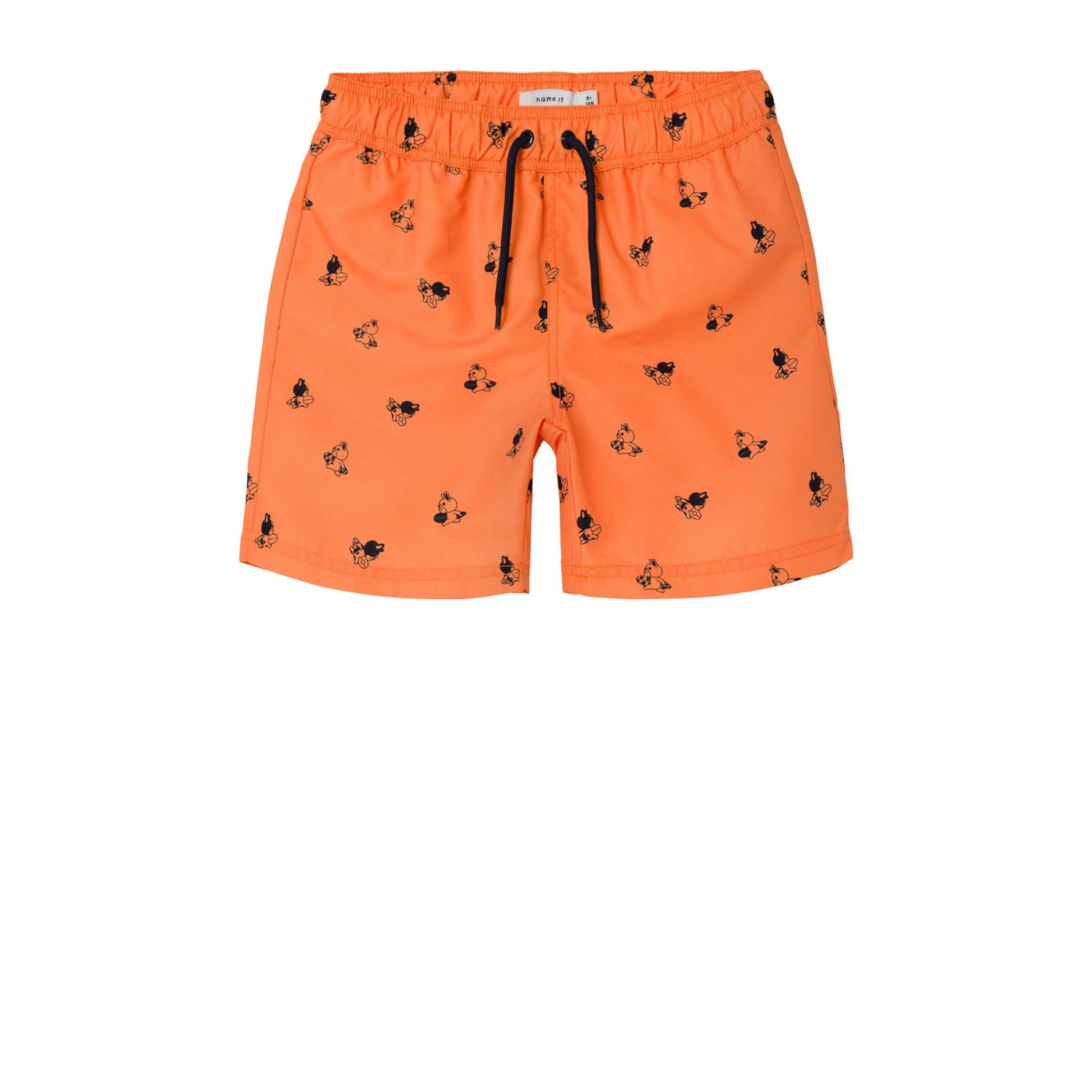 Name it KIDS zwemshort NKMZADDI met all over print oranje Jongens Gerecycled polyester 110