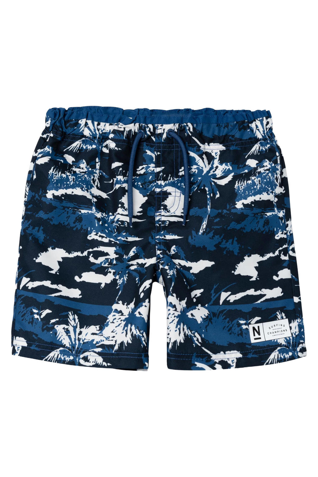 NAME IT KIDS zwemshort NKMZABA met all over print donkerblauw/wit