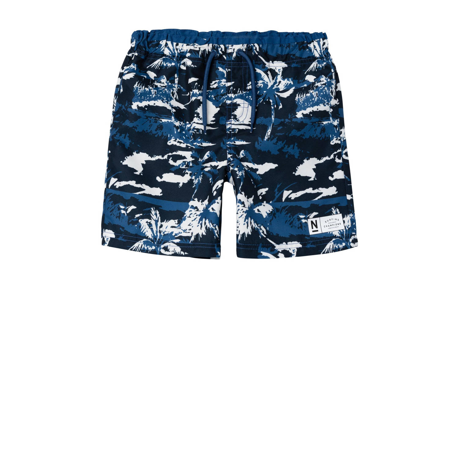 Name it KIDS zwemshort NKMZABA met all over print donkerblauw wit Jongens Polyester 128