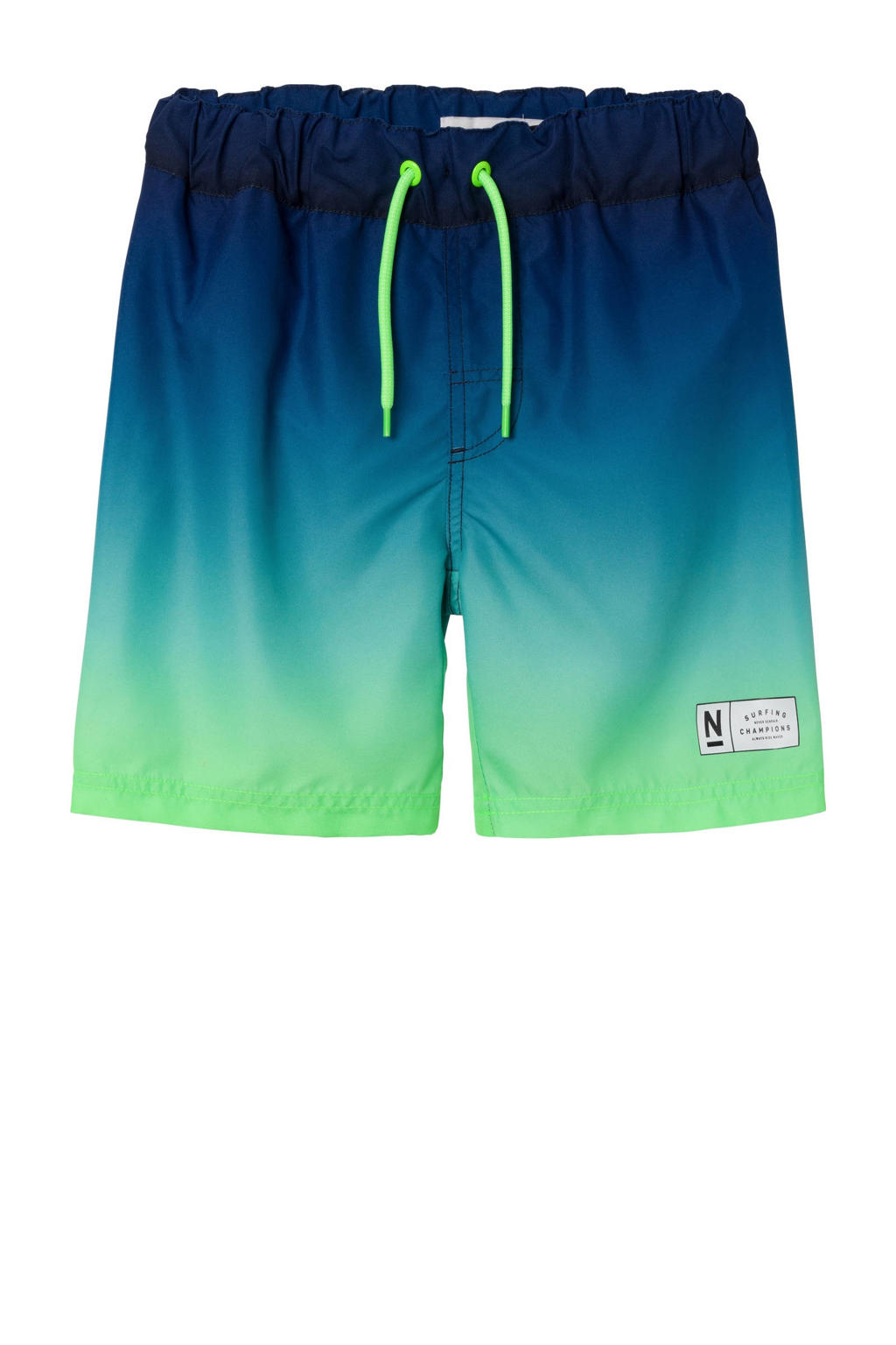 NAME IT KIDS zwemshort NKMZOCCAS blauw/neongroen