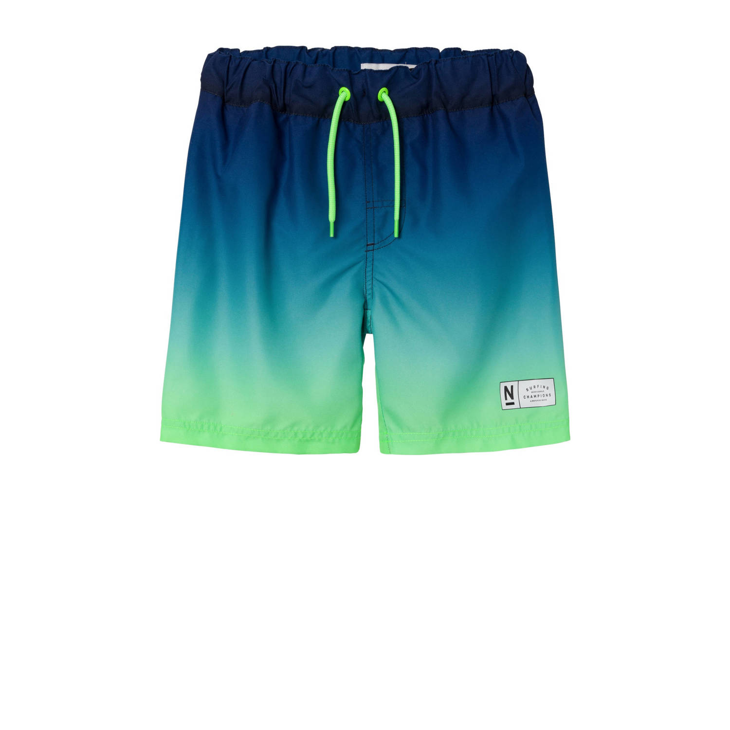 Name it KIDS zwemshort NKMZOCCAS blauw neongroen Jongens Polyester Meerkleurig 158