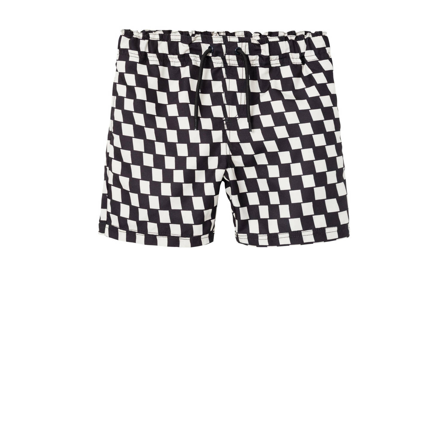 Name it KIDS zwemshort NKMZATOON zwart wit Jongens Polyester Ruit 110