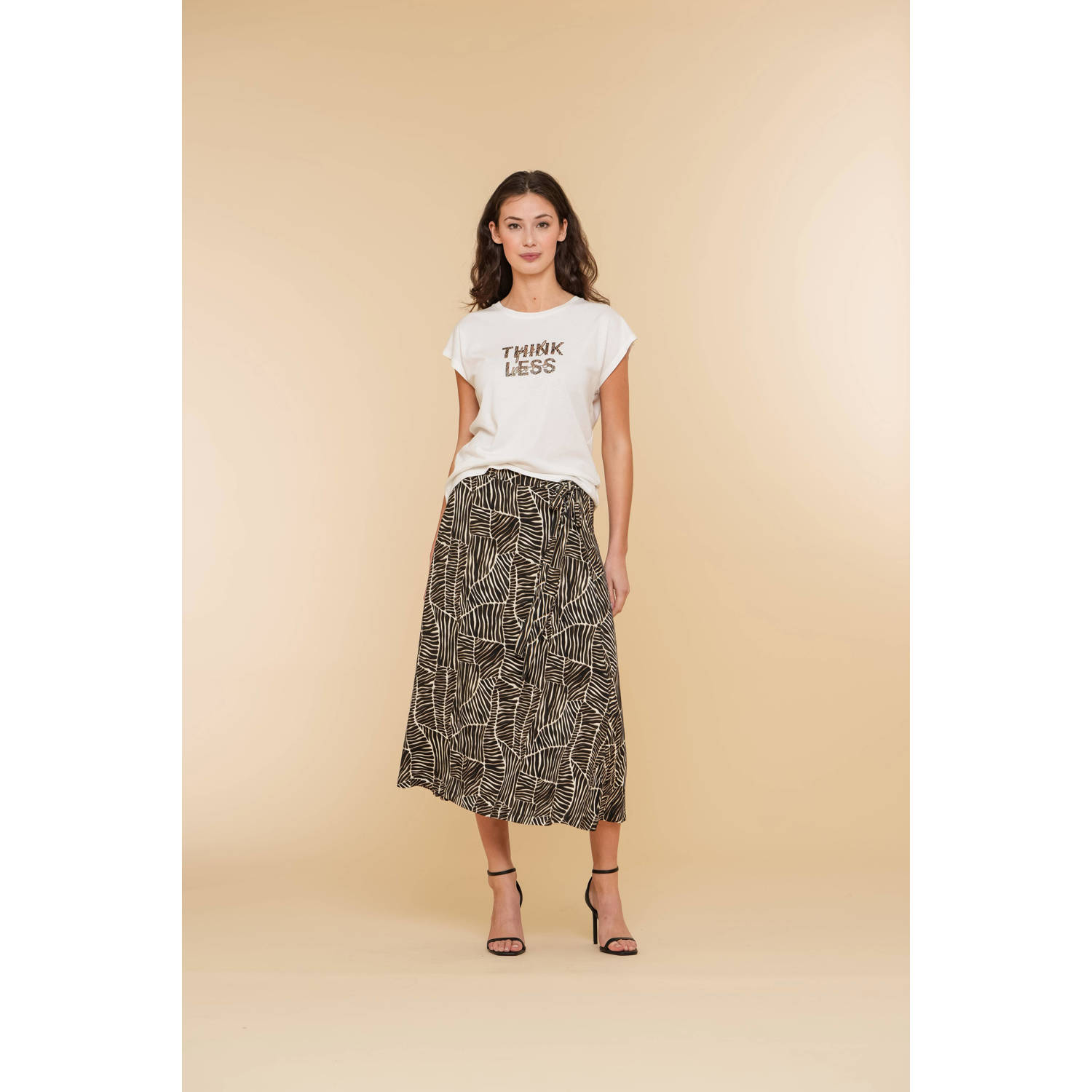 Geisha rok met all over print zwart wit