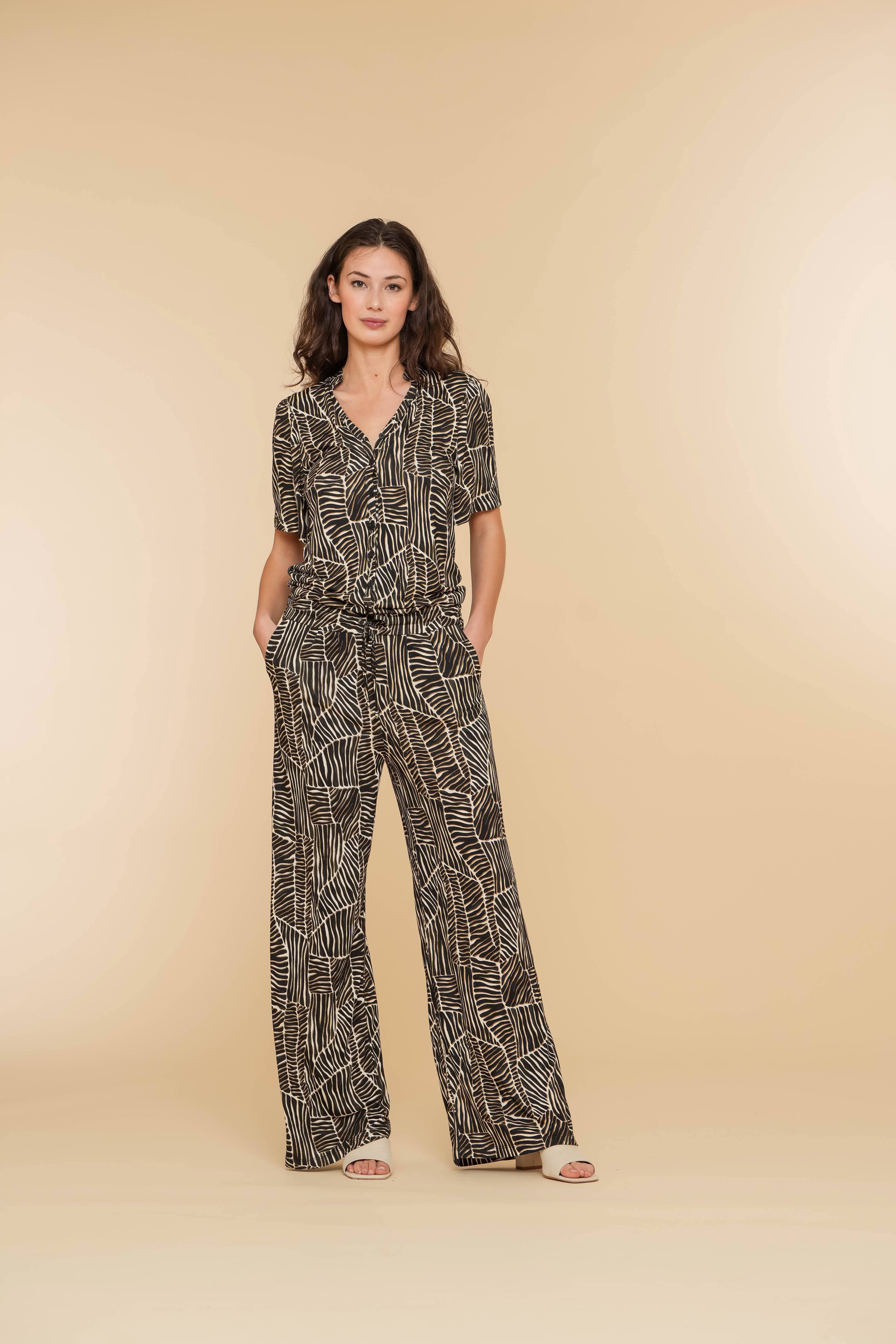 Geisha jumpsuit met all over print zwart wit wehkamp