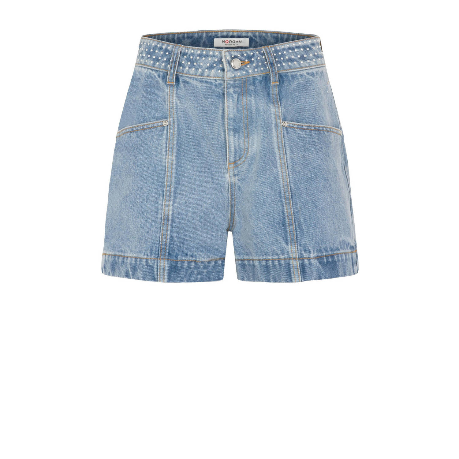 Morgan slim fit short light blue denim