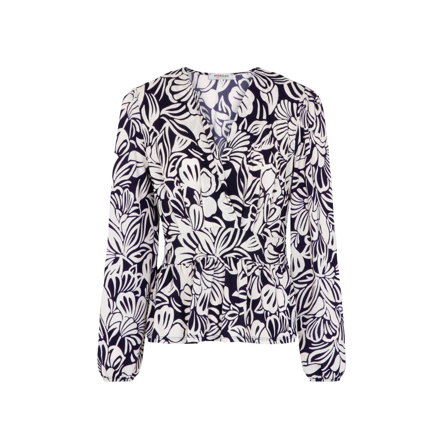 Morgan blousetop met all over print marine ecru