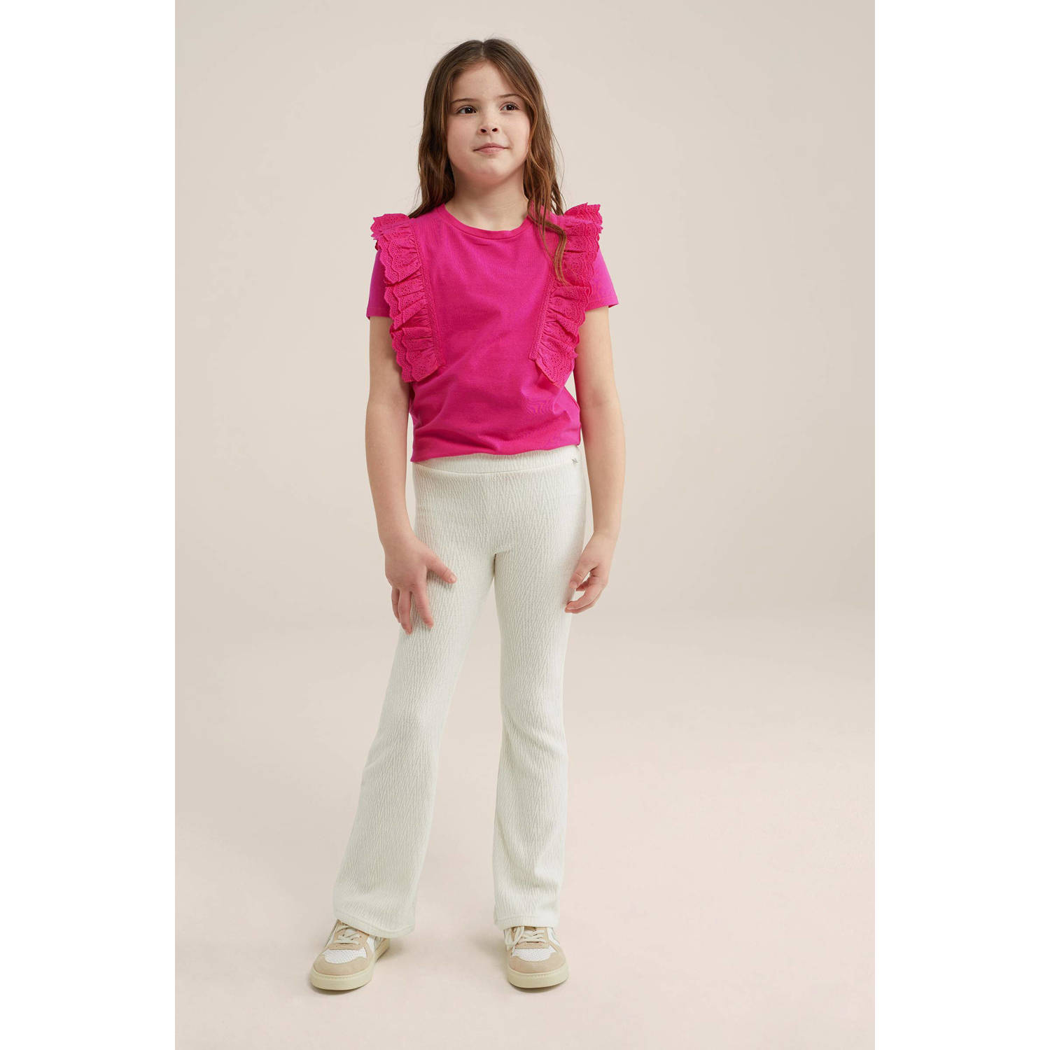 WE Fashion flared broek ecru