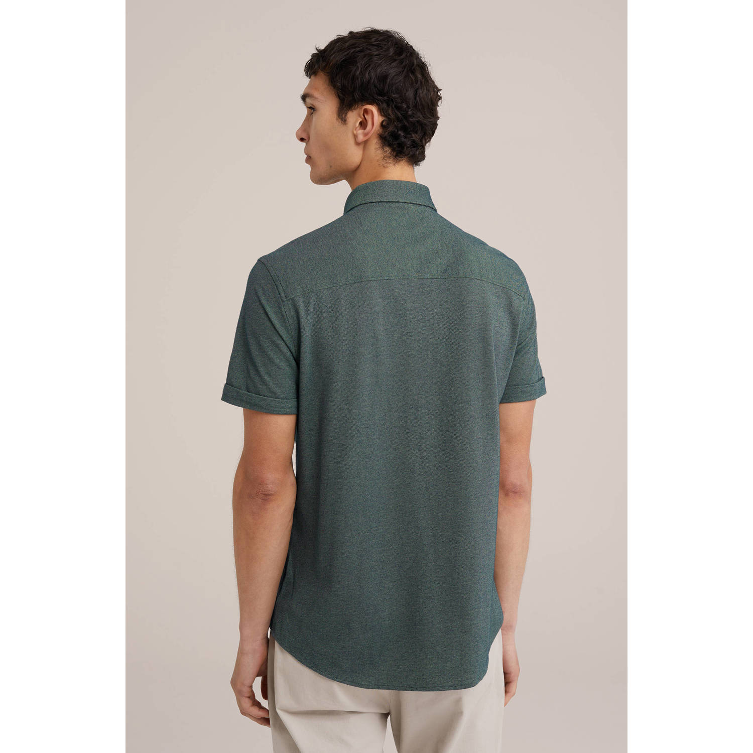 WE Fashion WE Fundamentals slim fit overhemd dark green