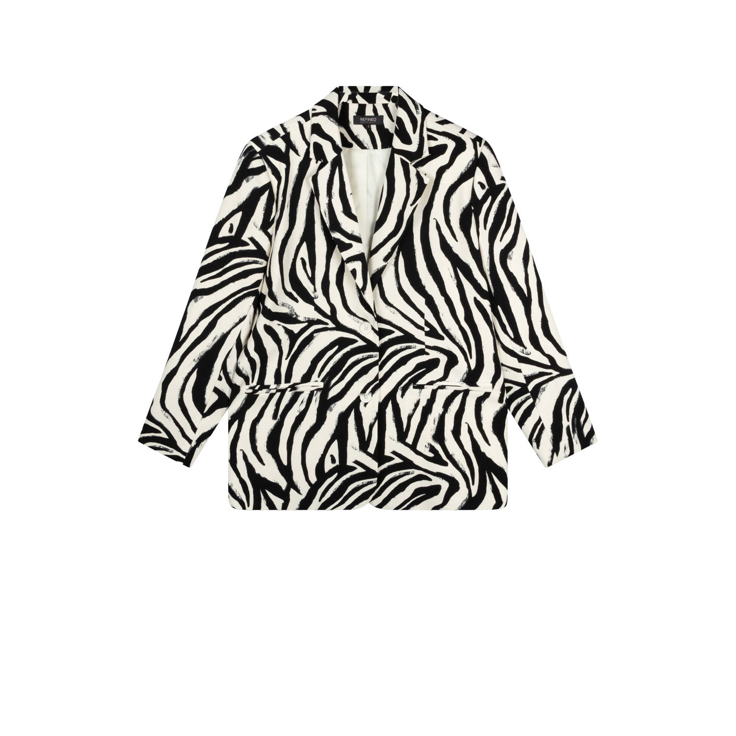 Refined Department oversized blazer Bodi met zebraprint zwart wit