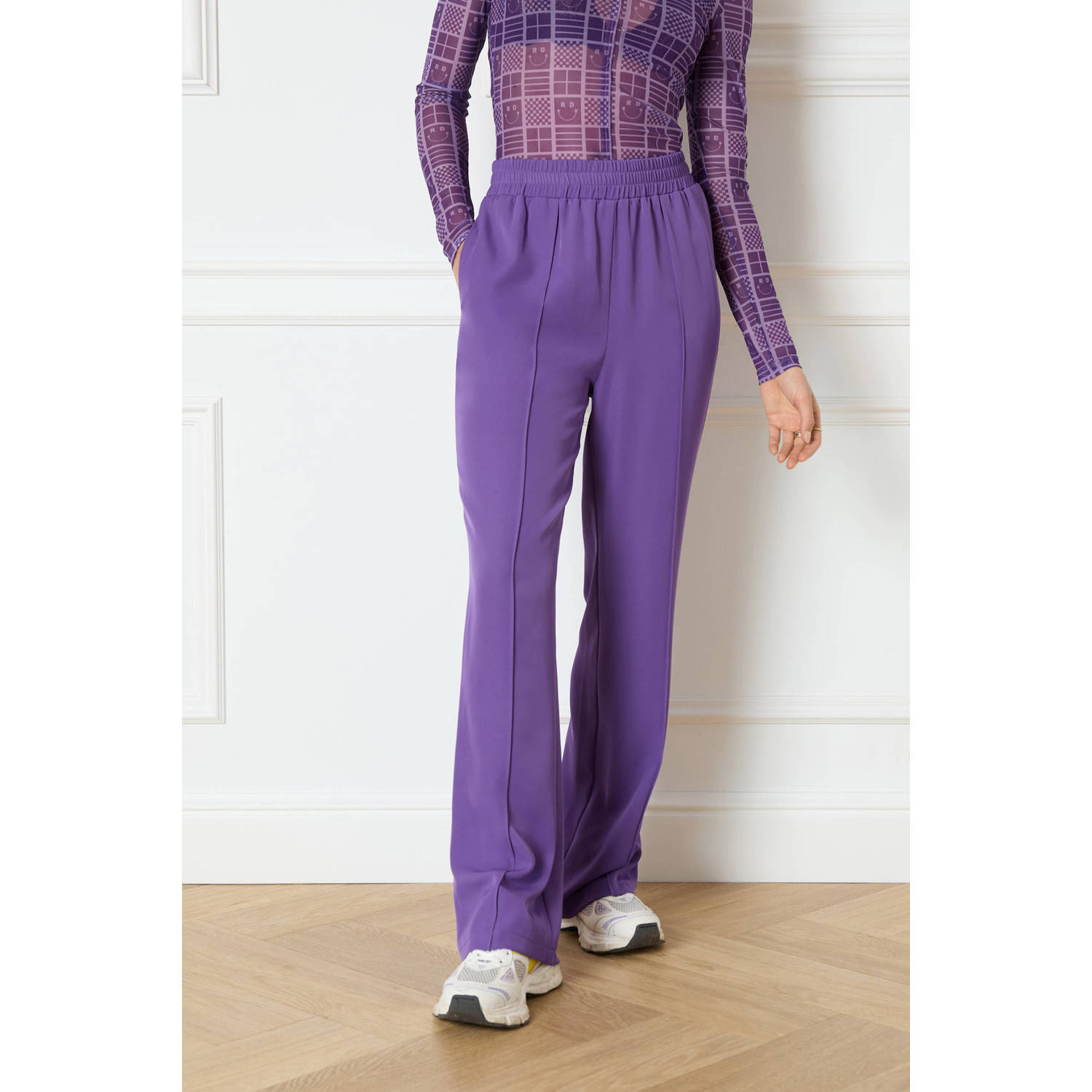 Refined Department high waist straight fit pantalon Dion paars
