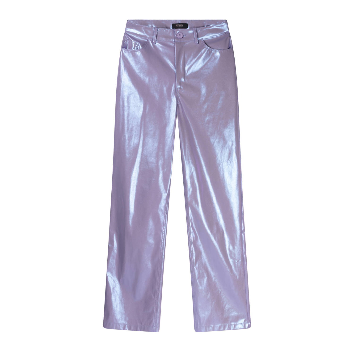 Refined Department metallic high waist straight fit pantalon Elise lila