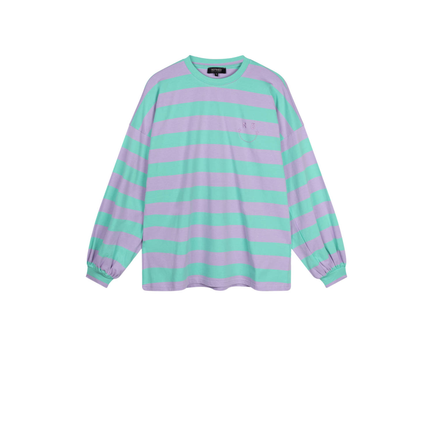 Refined Department gestreept T-shirt Cristel turquoise lila