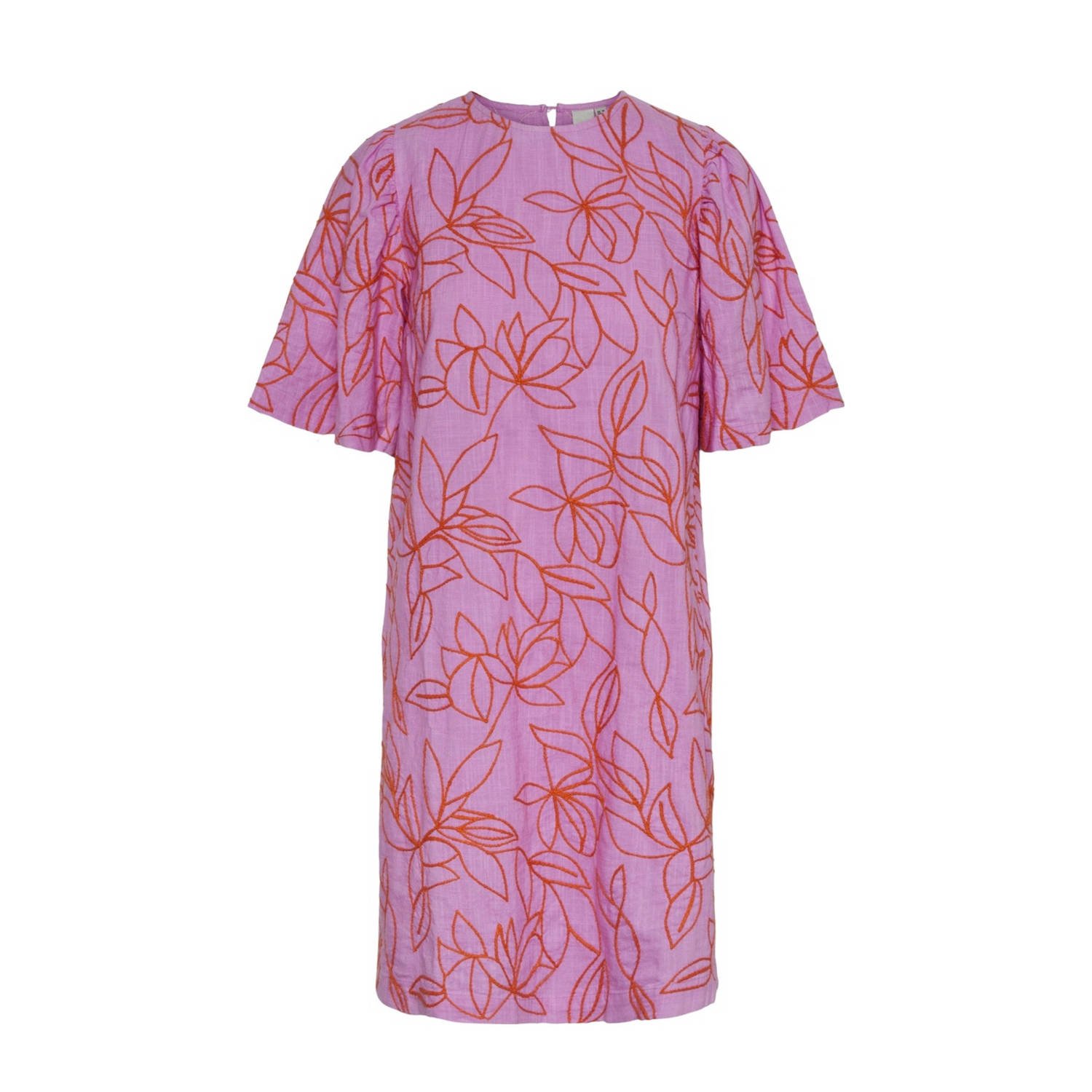Y.A.S jurk YASCONEA met all over print en borduursels roze lila oranje