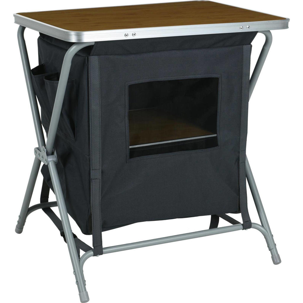 HENGMEI Outdoor keuken, campingkeuken, klapkast, campingkast, mobiele vouwkast, buitenkeuken, tentkast met aluminium frame, transporttas, opbergvakken, tafelblad, reiskeuken, campingrek, type C