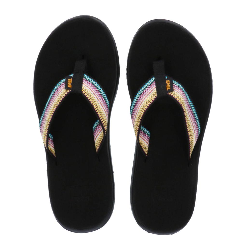 Geel en blauwe dames Teva Voya Flip teenslippers van textiel