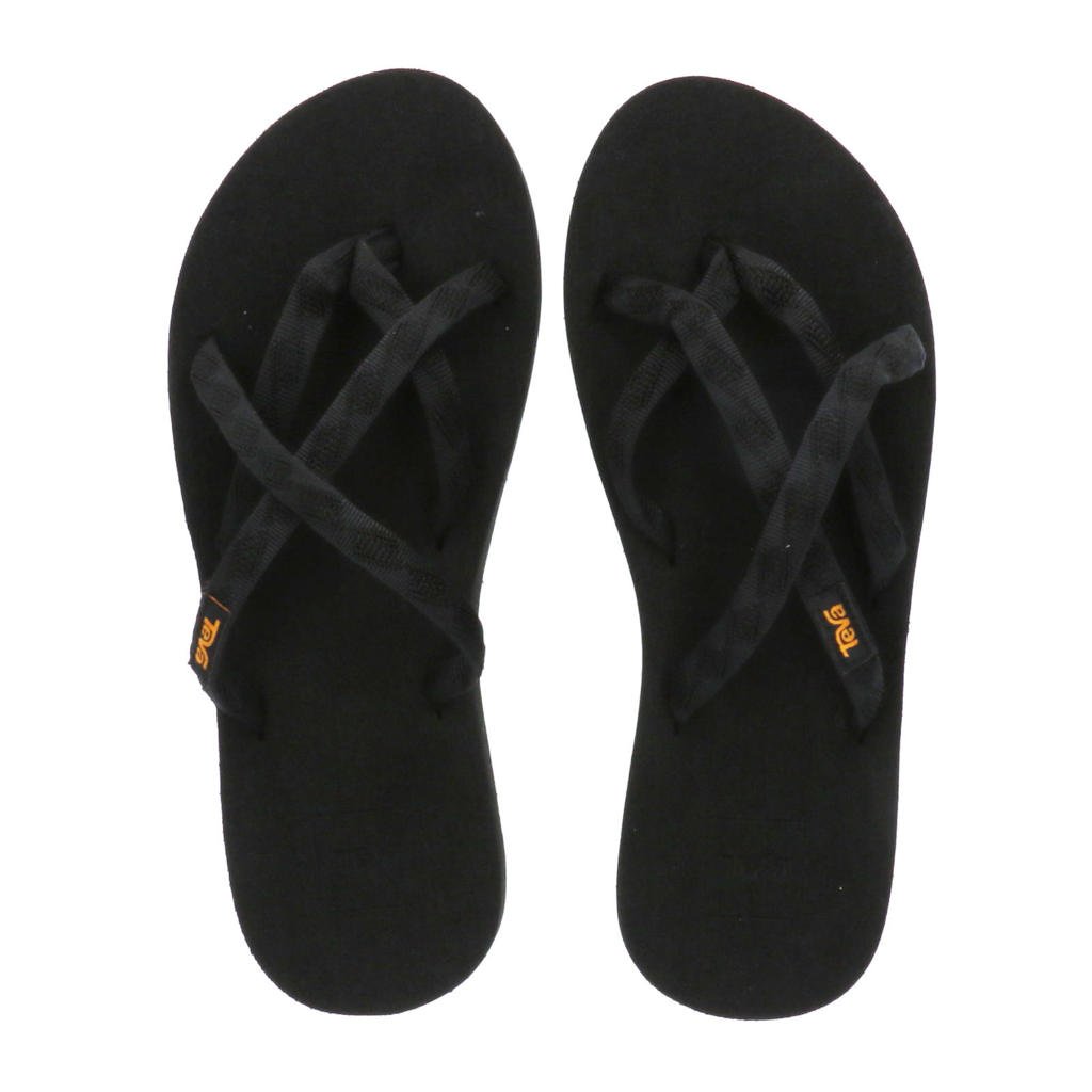 Zwarte dames Teva Olowahu teenslippers van textiel