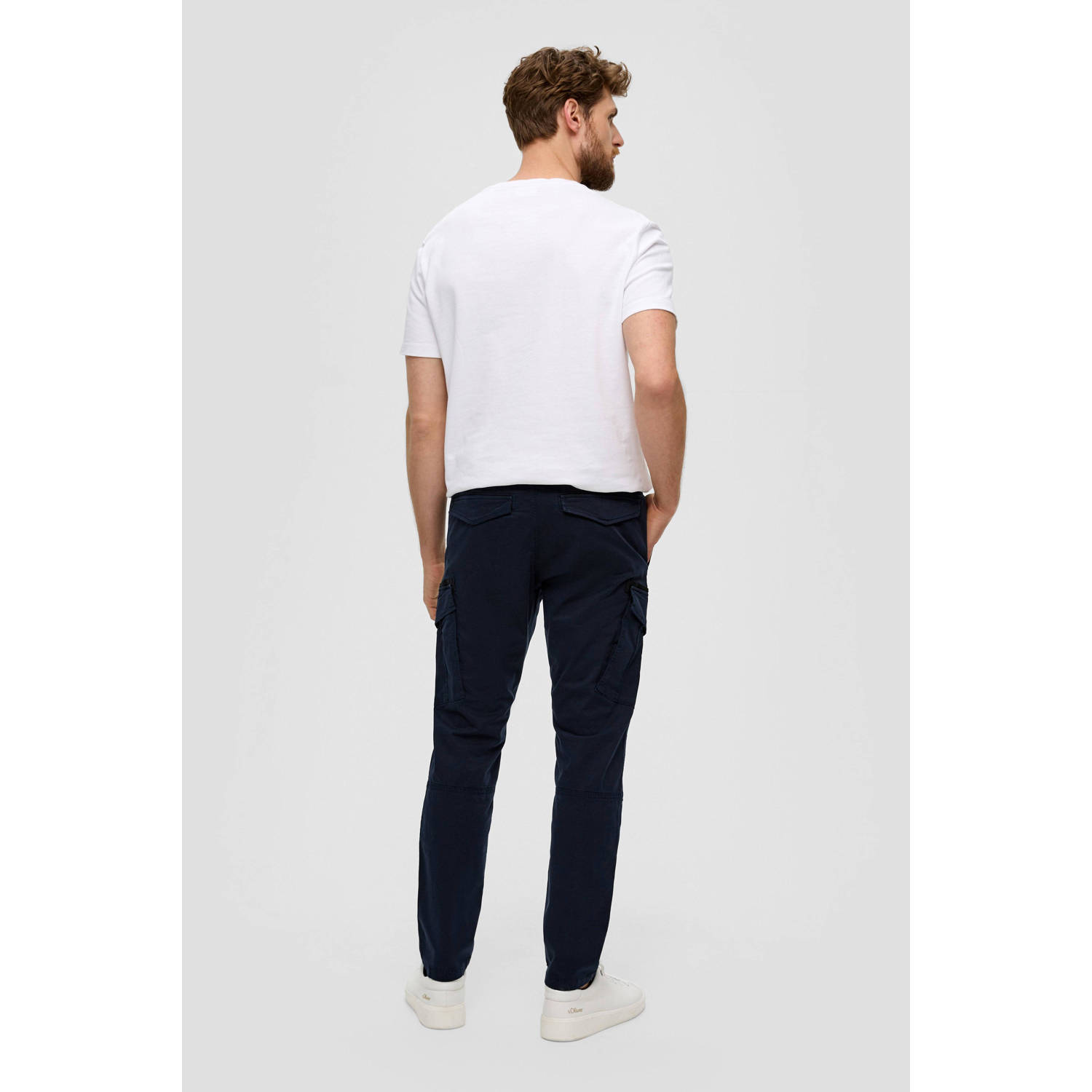 s.Oliver regular fit joggingbroek blauw zwart