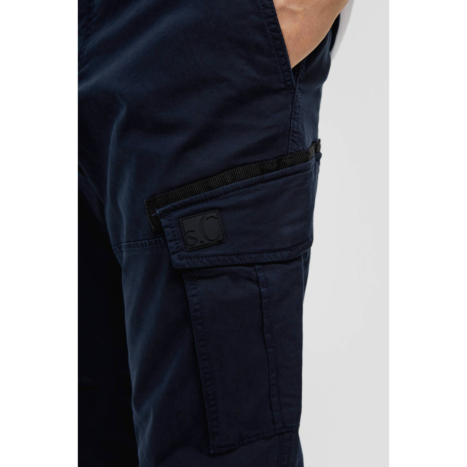 s.Oliver regular fit joggingbroek blauw zwart