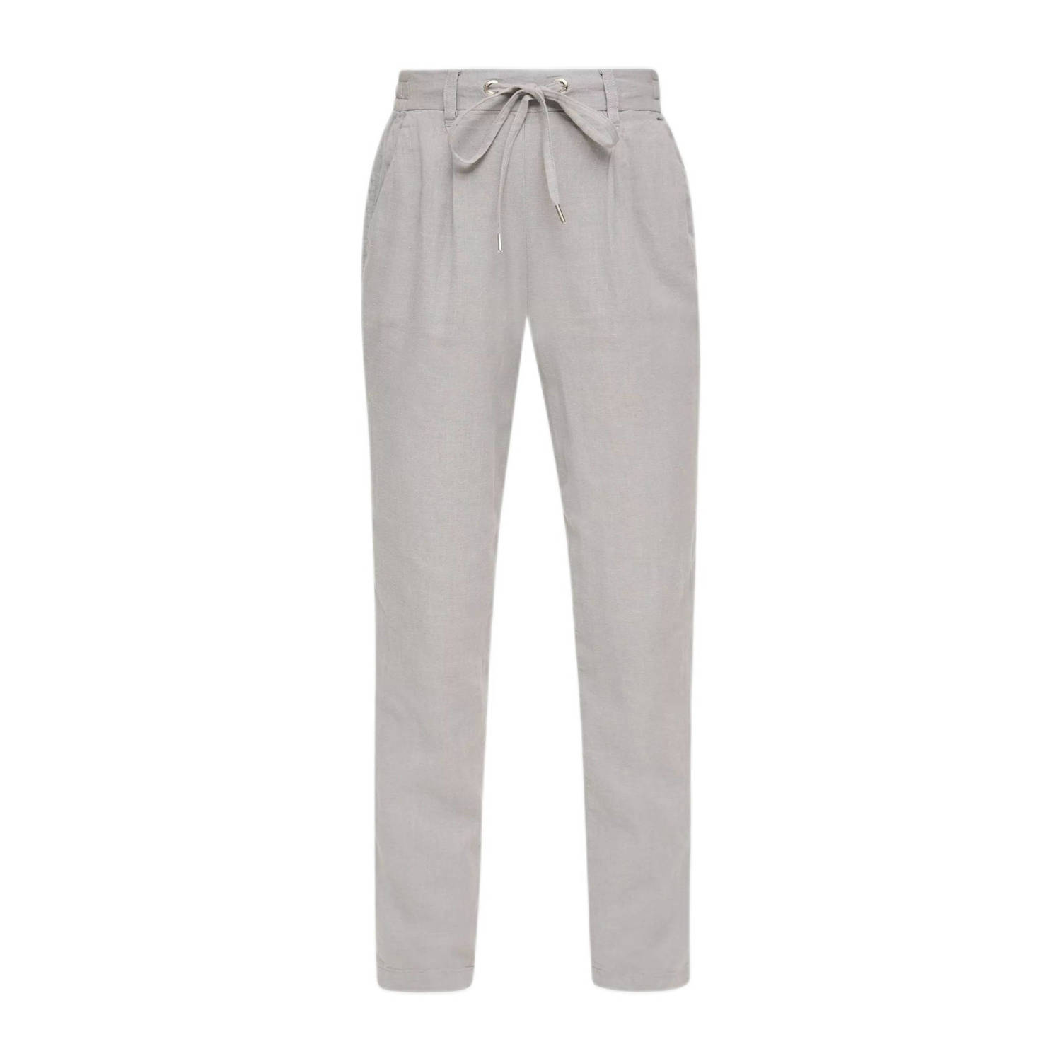 Q S by s.Oliver high waist tapered fit pantalon grijs