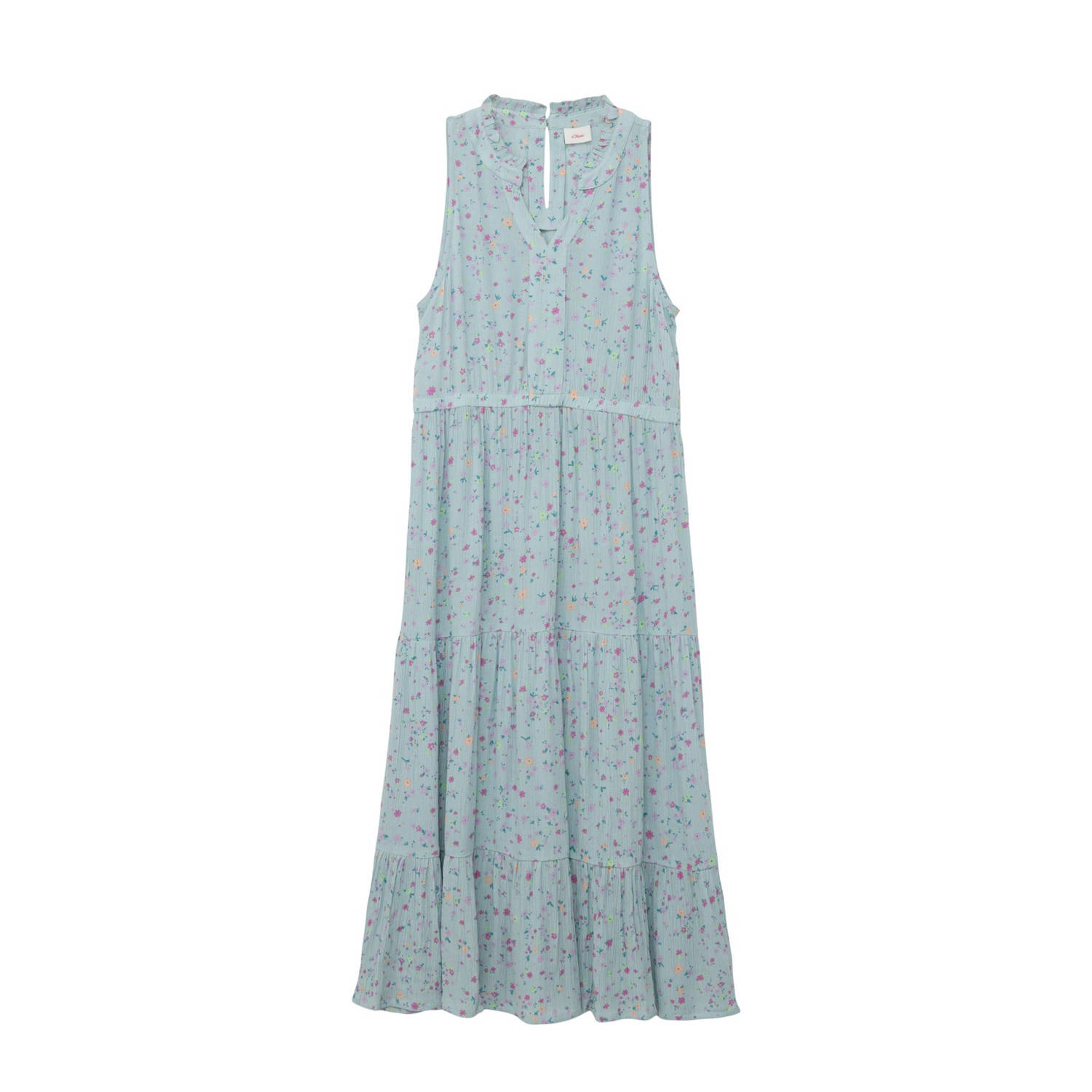 S.Oliver maxi jurk met all over print lichtblauw Meisjes Viscose V-hals 176