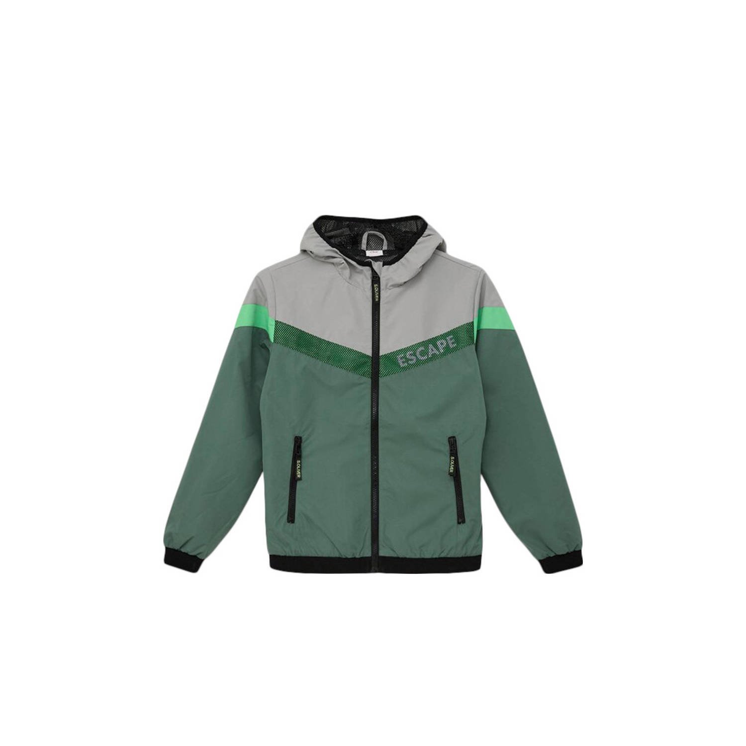 S.Oliver zomerjas groen grijs Jongens Polyester Capuchon Meerkleurig 140