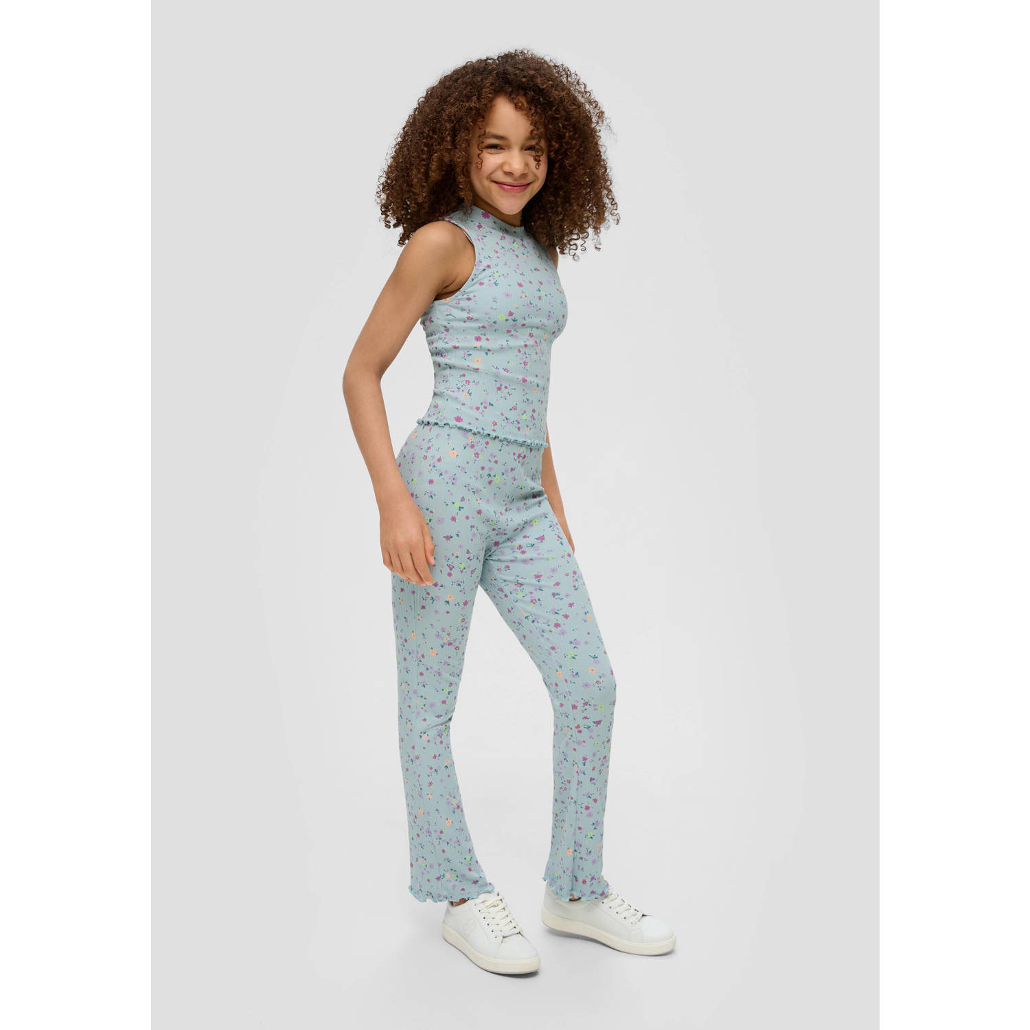 s.Oliver gebloemde legging lichtblauw