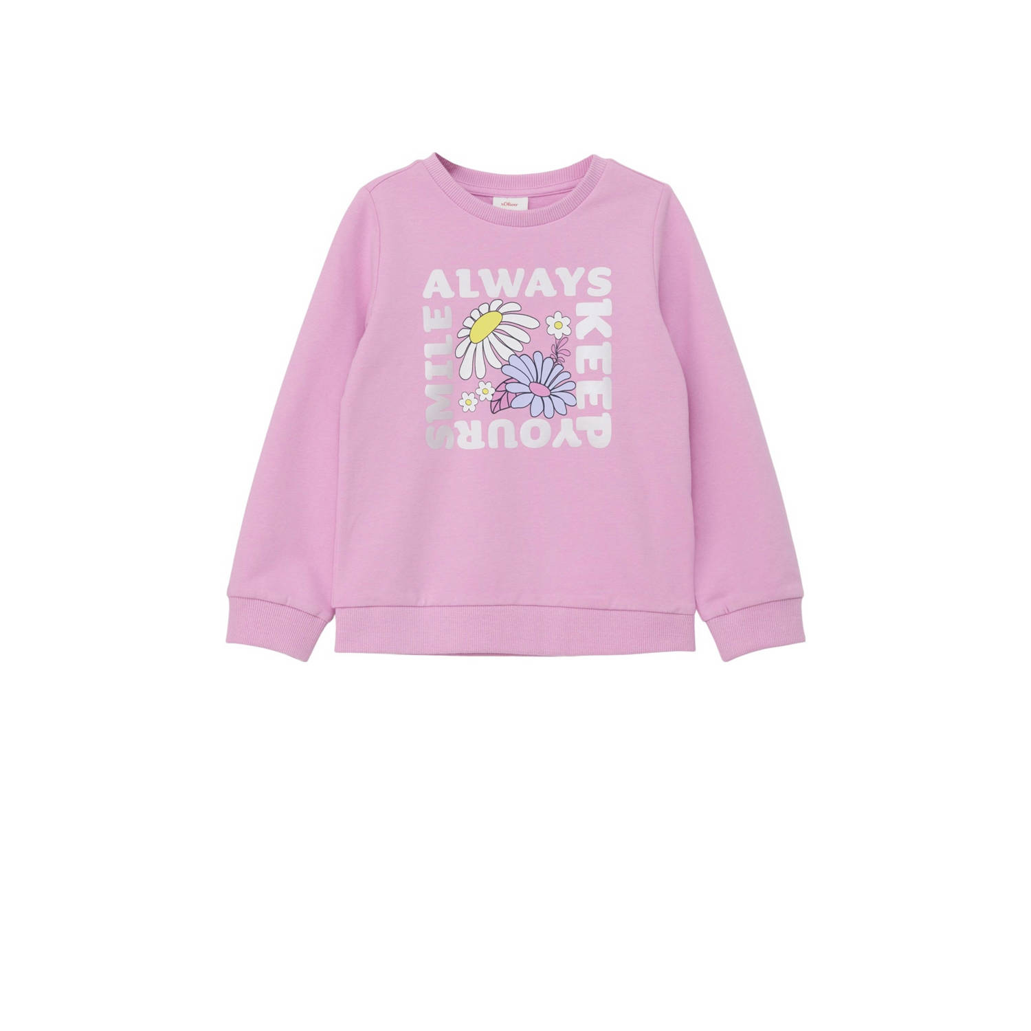S.Oliver sweater met printopdruk roze Printopdruk 104 110