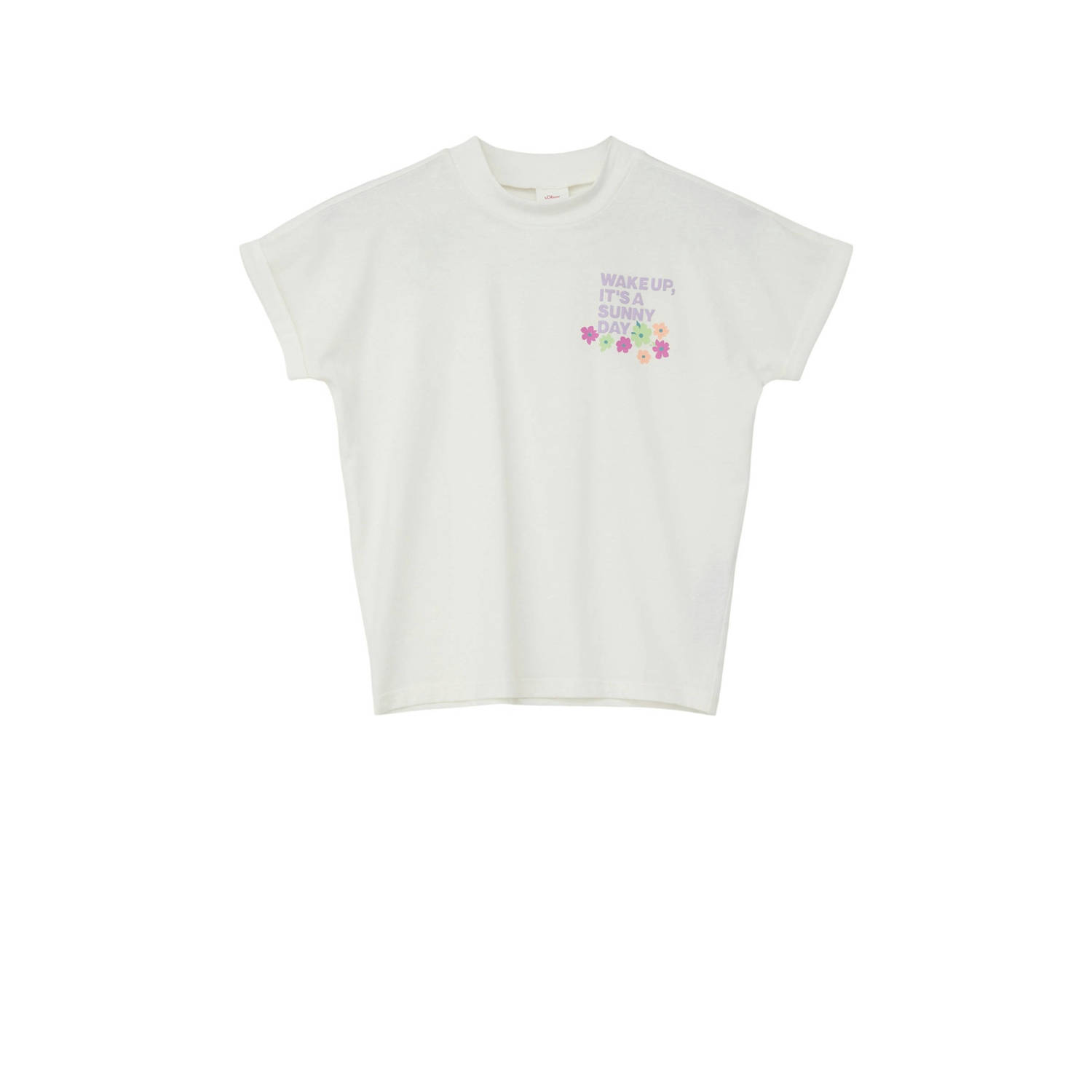 S.Oliver T-shirt met tekst wit Meisjes Katoen Ronde hals Tekst 146 152