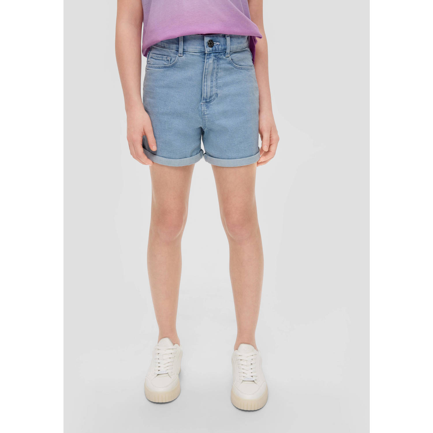 s.Oliver high waist denim short lichtblauw