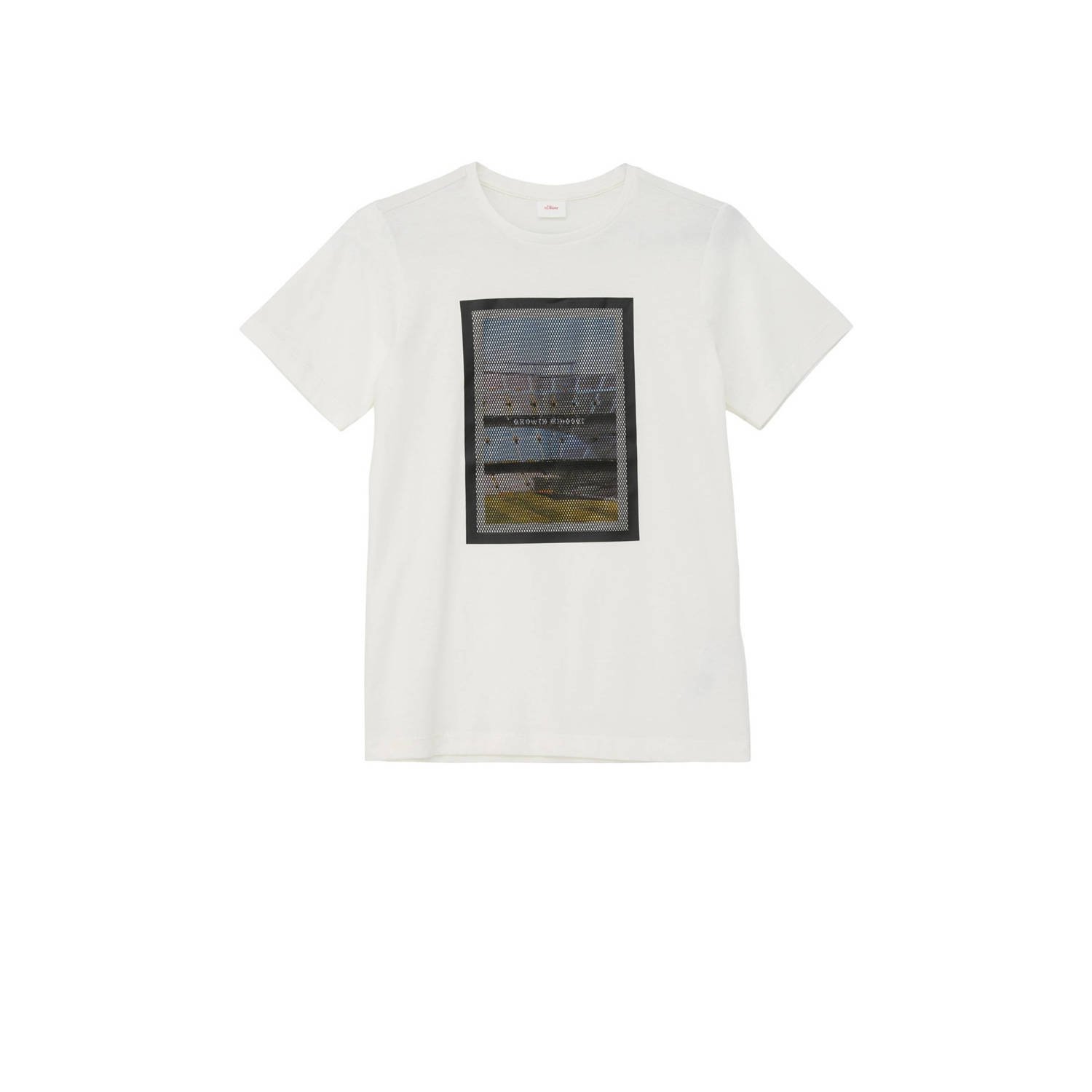S.Oliver T-shirt met printopdruk wit Jongens Katoen Ronde hals Printopdruk 134 140