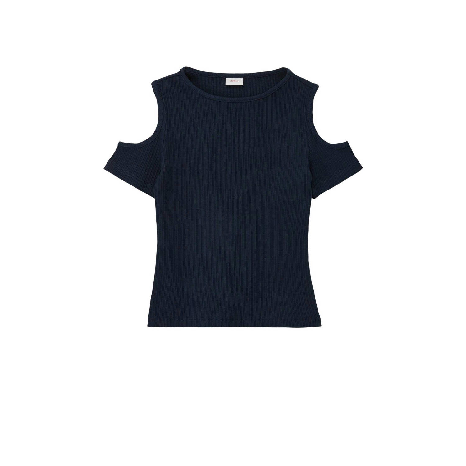 S.Oliver T-shirt donkerblauw Meisjes Stretchkatoen Ronde hals Effen 152