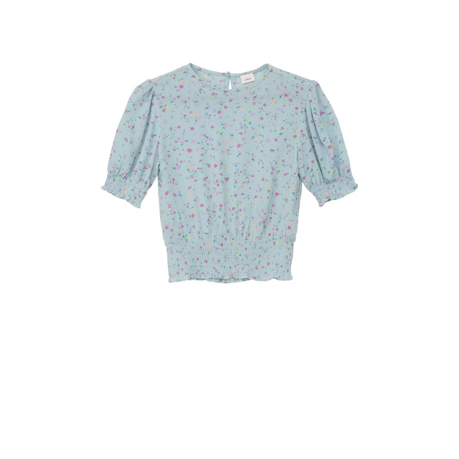 S.Oliver gebloemde top lichtblauw Meisjes Viscose Ronde hals Bloemen 134 140