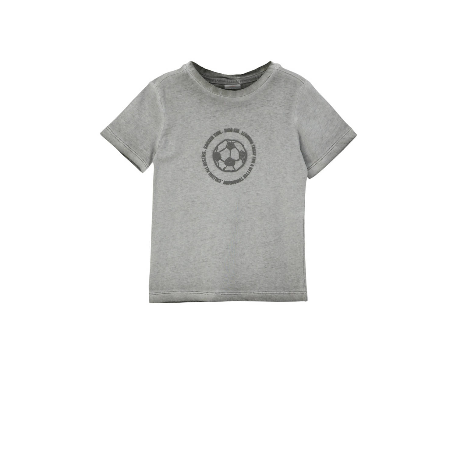 S.Oliver T-shirt met printopdruk lichtgrijs Jongens Katoen Ronde hals Printopdruk 104 110