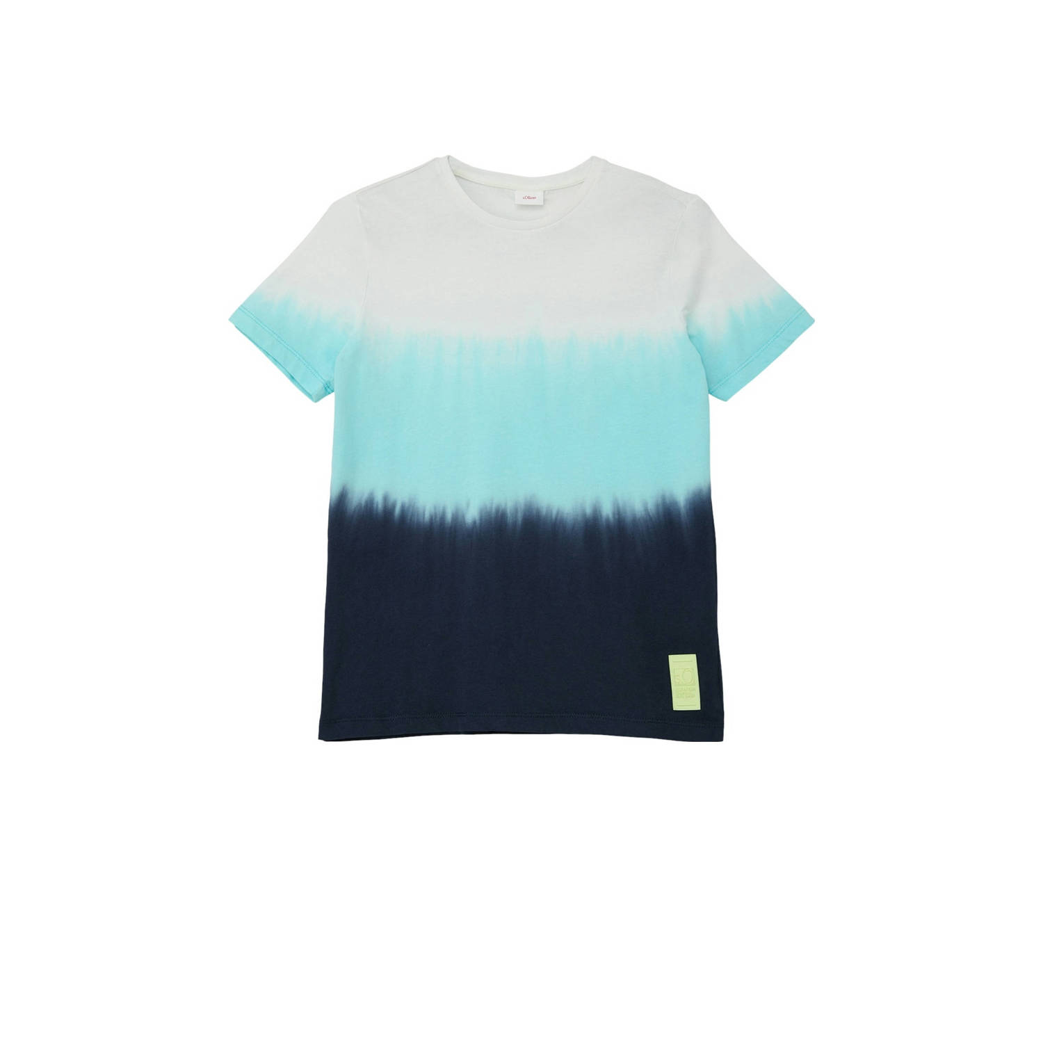 S.Oliver dip-dye T-shirt blauw Jongens Katoen Ronde hals Dip-dye 164