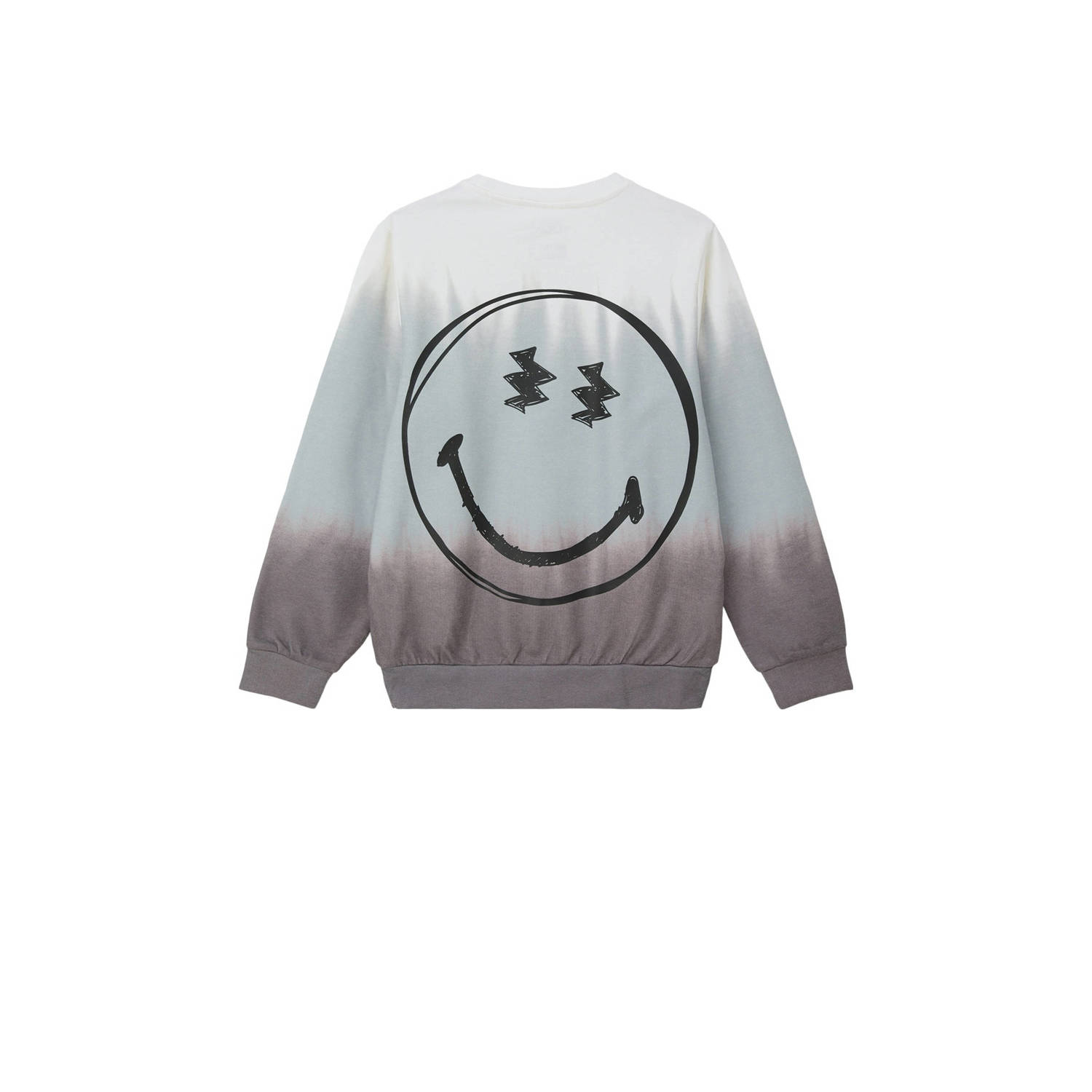 s.Oliver sweater met backprint grijs grijsblauw wit