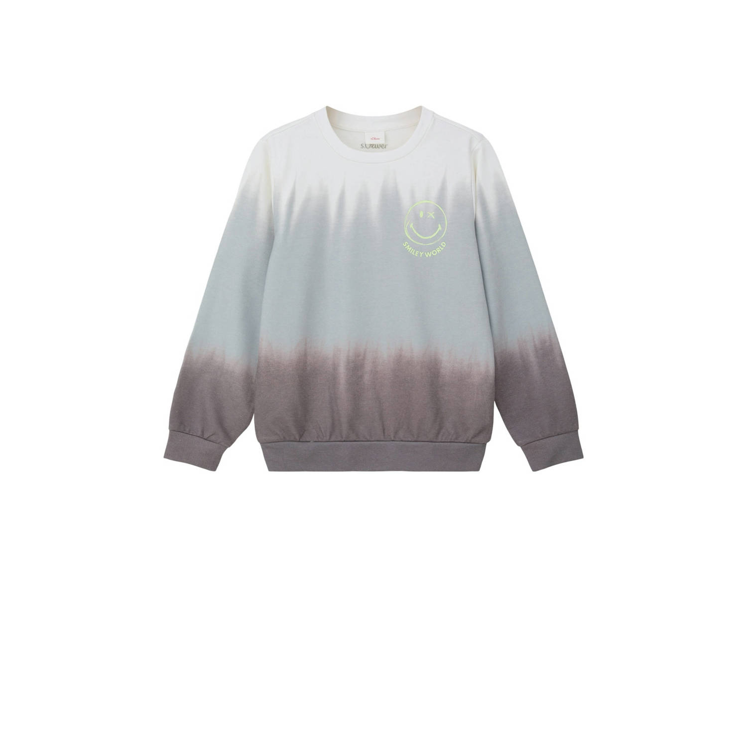 s.Oliver sweater met backprint grijs grijsblauw wit
