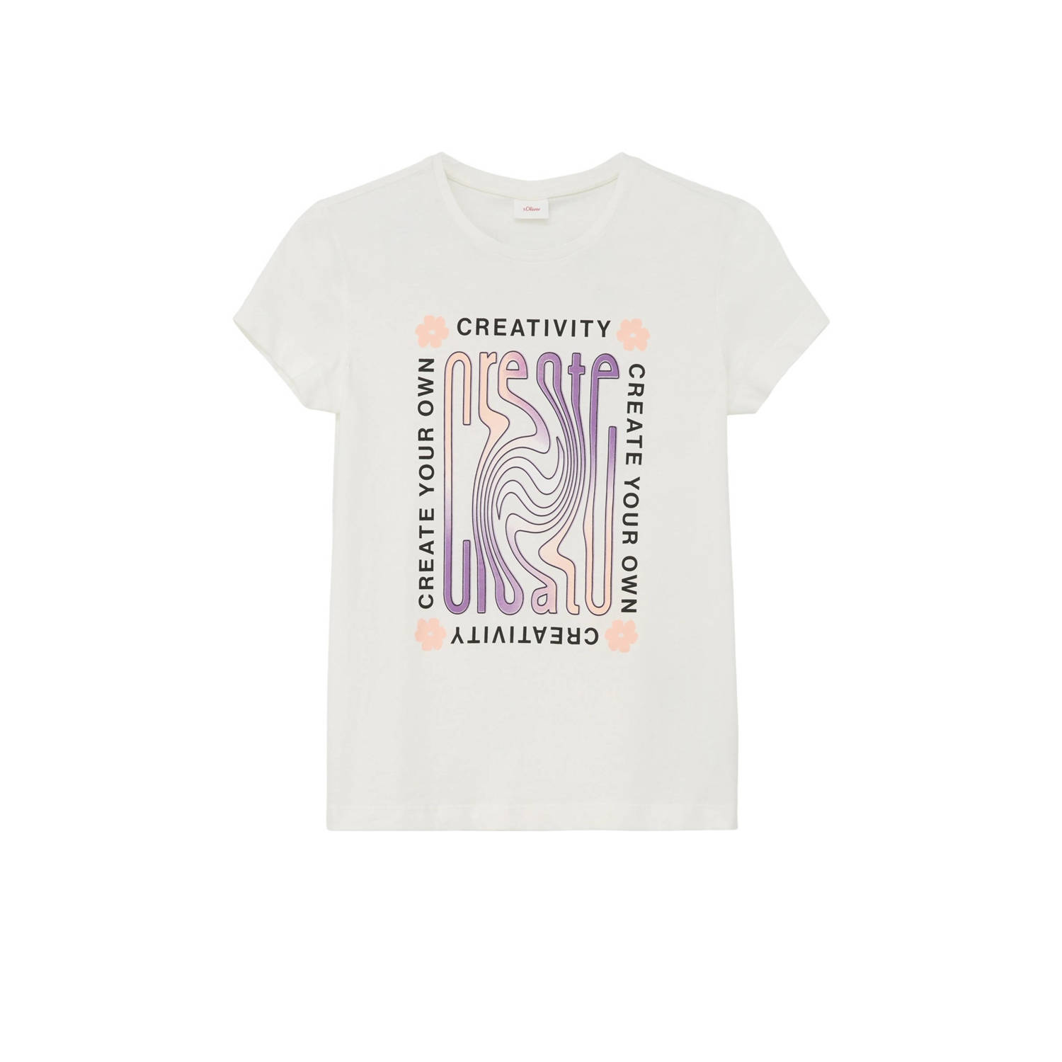 S.Oliver T-shirt met printopdruk wit Meisjes Katoen Ronde hals Printopdruk 134 140