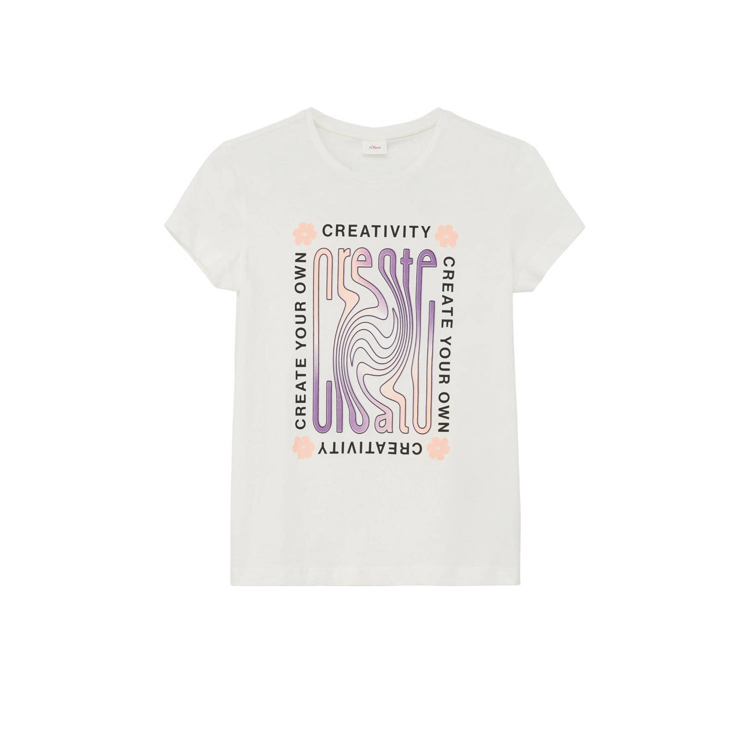 S.Oliver T-shirt met printopdruk wit Meisjes Katoen Ronde hals Printopdruk 140