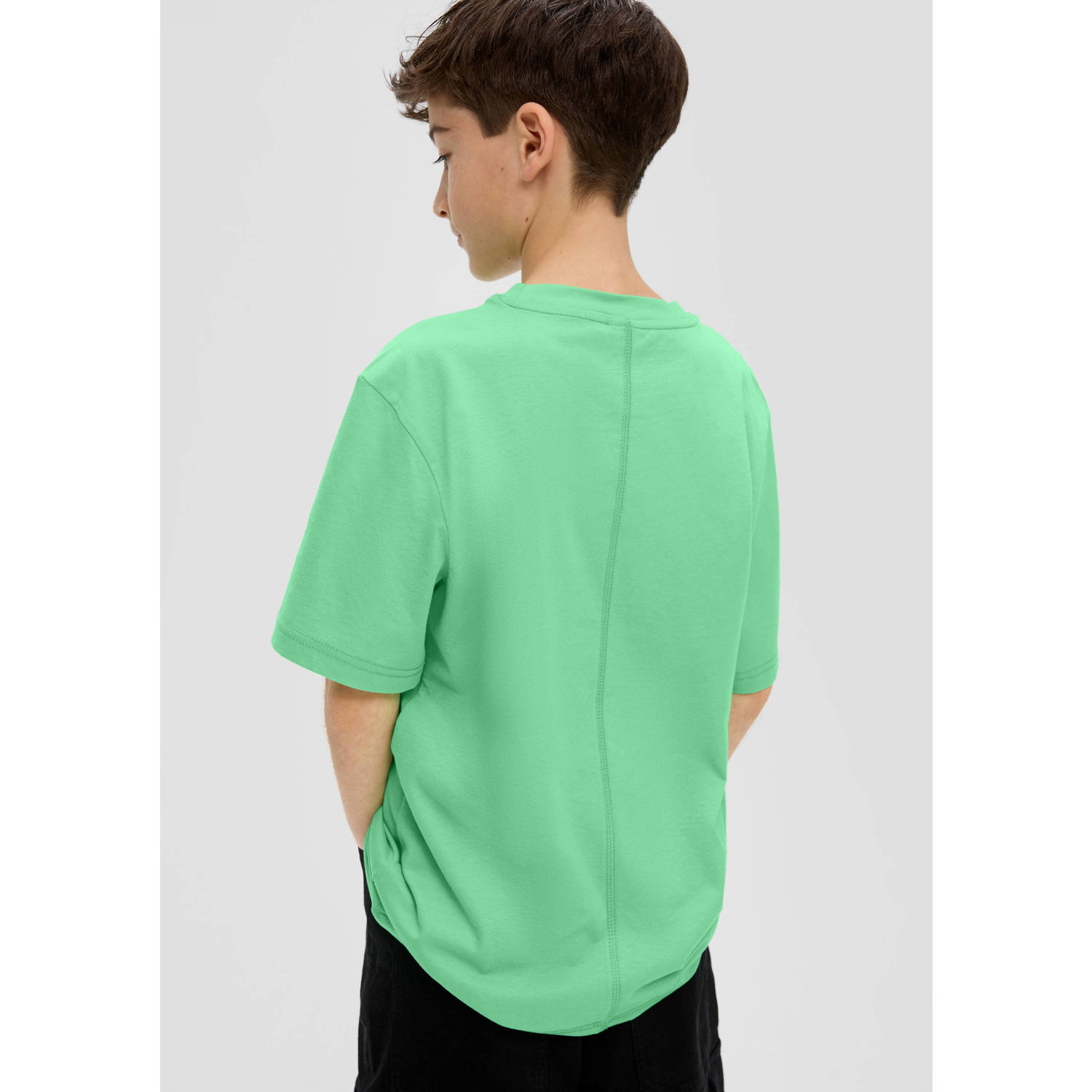s.Oliver T-shirt met tekst groen donkerblauw