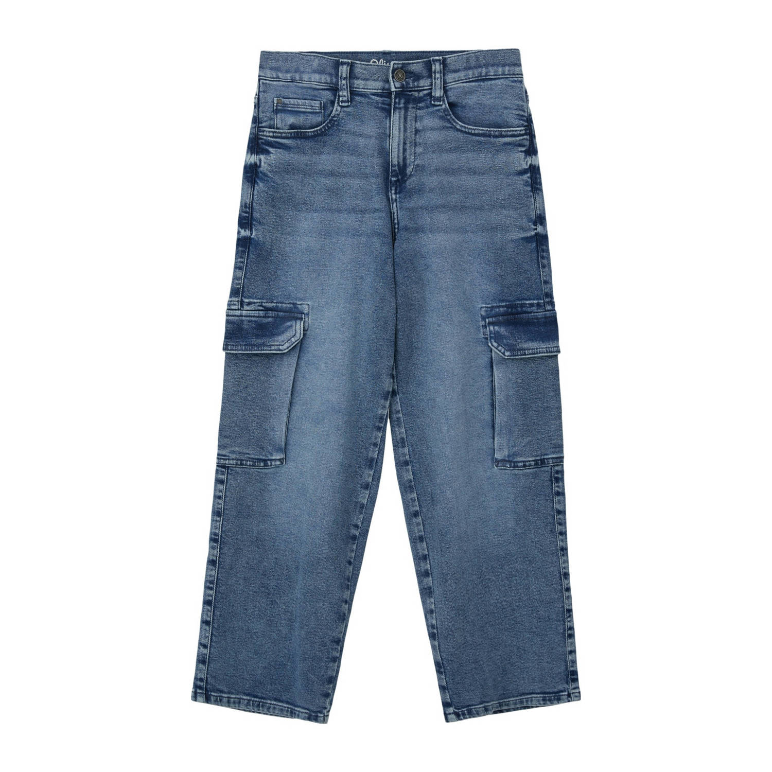 S.Oliver straight fit jeans blauw Jongens Stretchdenim Effen 140