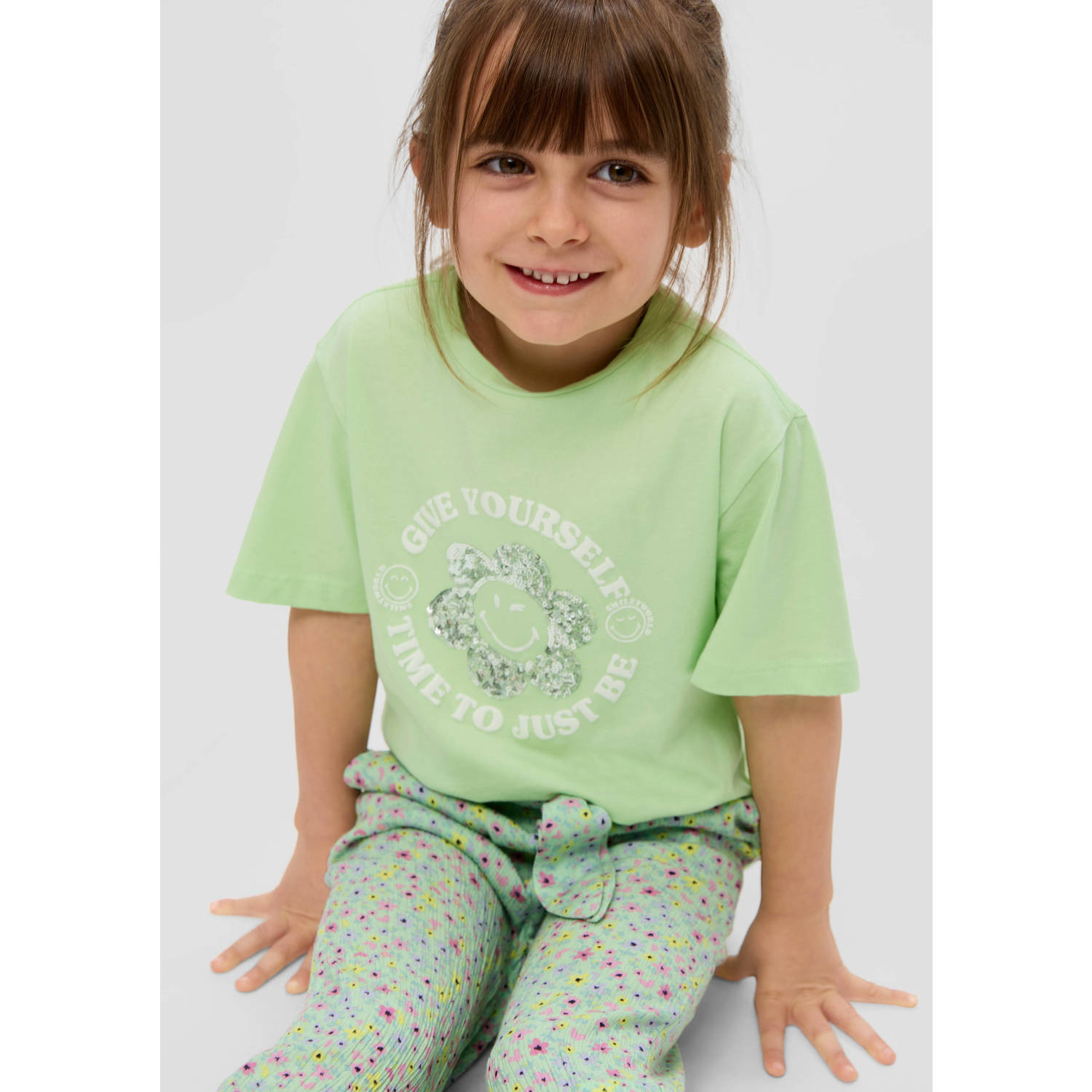 s.Oliver T-shirt met printopdruk groen