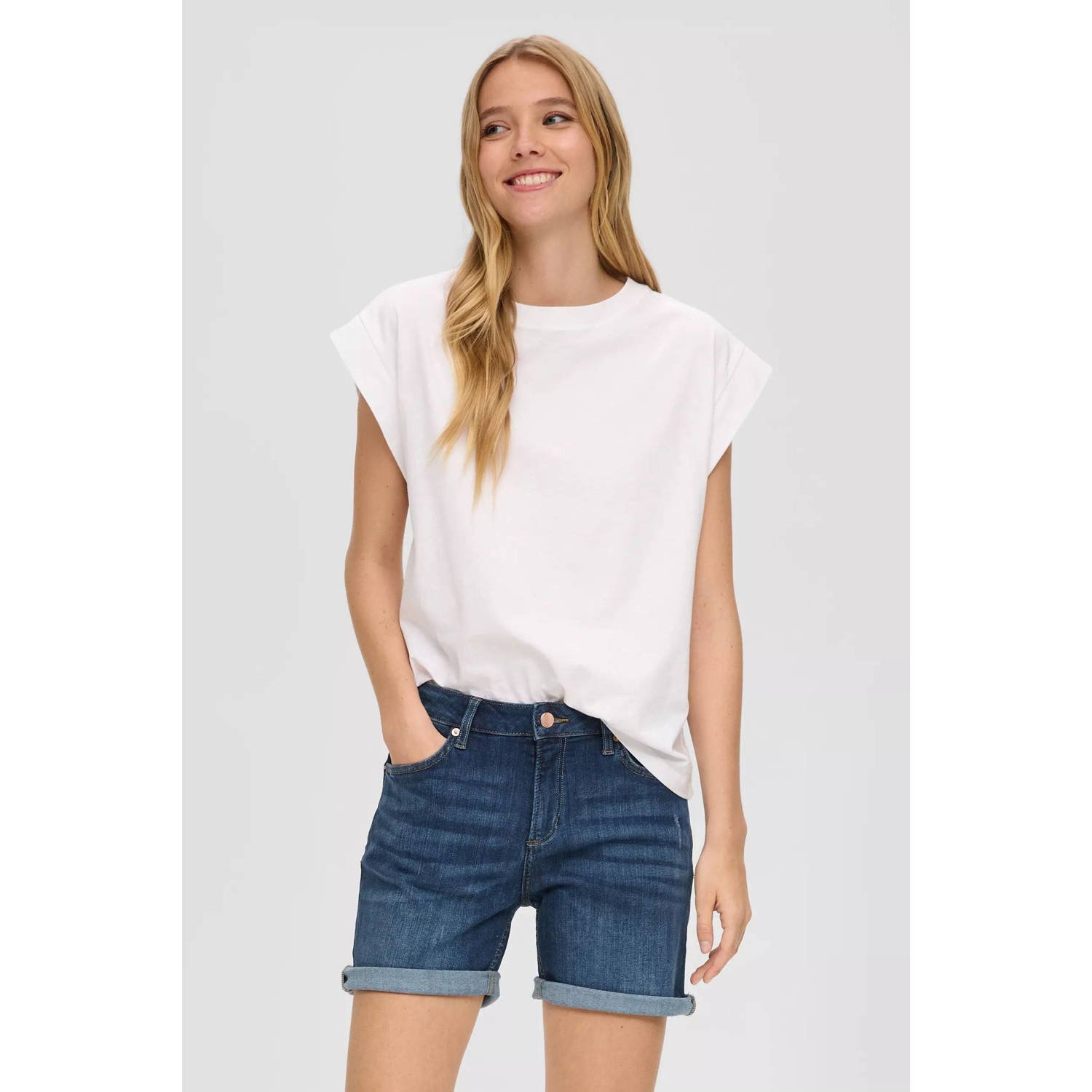 Q S by s.Oliver slim fit denim short blue